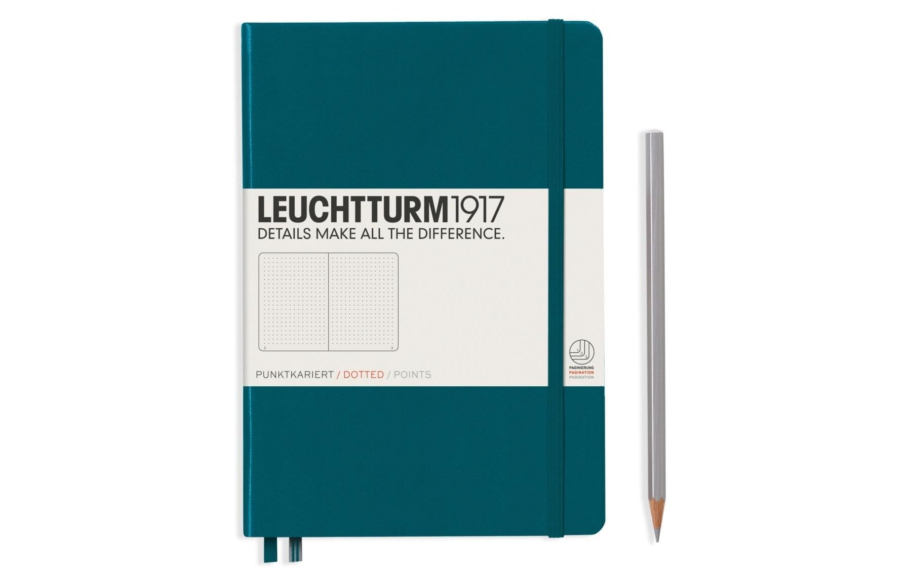 Leuchtturm Notizbuch – A5 – 249 Seiten – 80 g/m² – Hardcover, Gummiband, Stiftschlaufe – Dunkelgrün