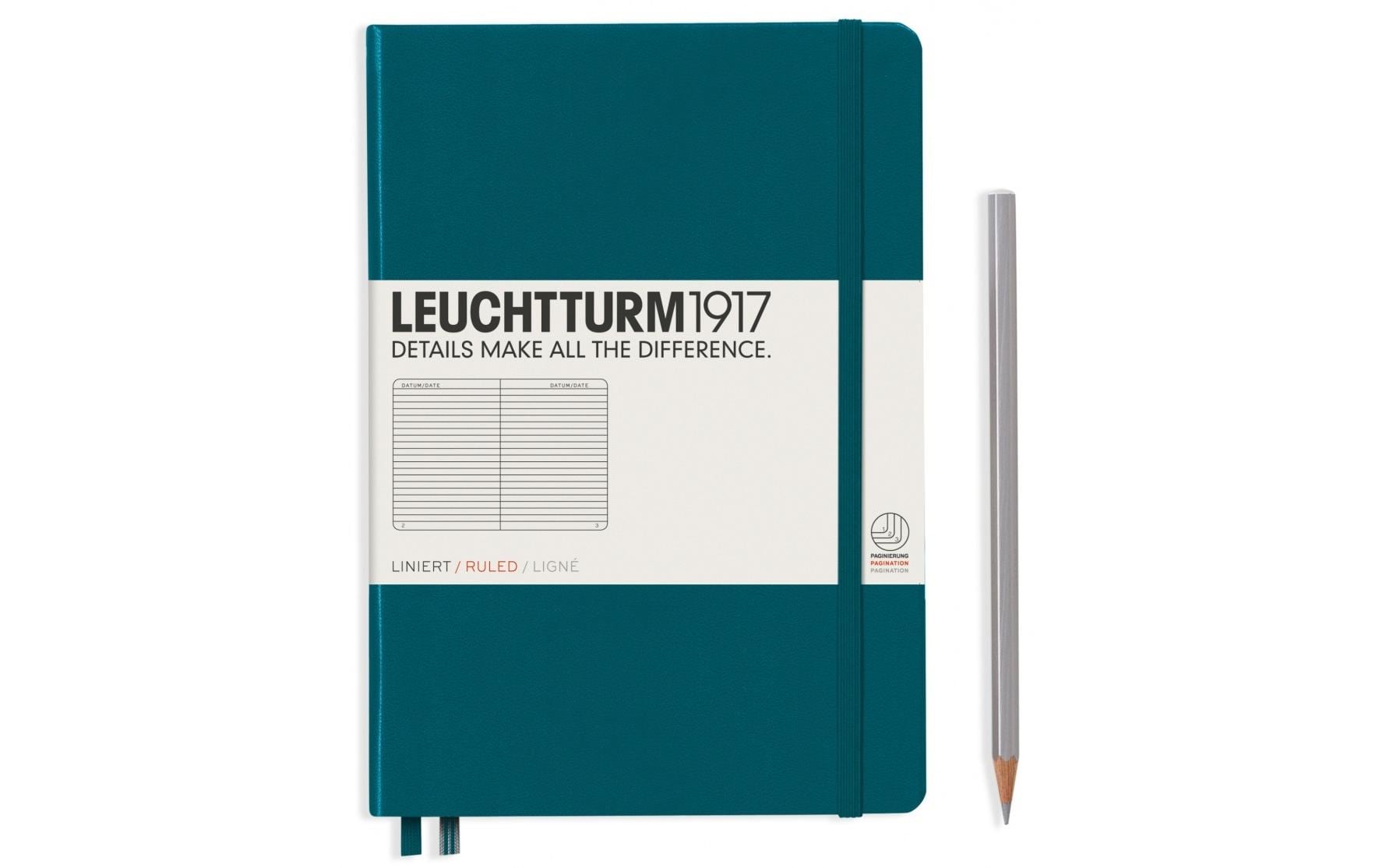 Leuchtturm Notizbuch – A5 – 249 Seiten – 80 g/m² – Hardcover, Gummiband, Stiftschlaufe – Dunkelgrün