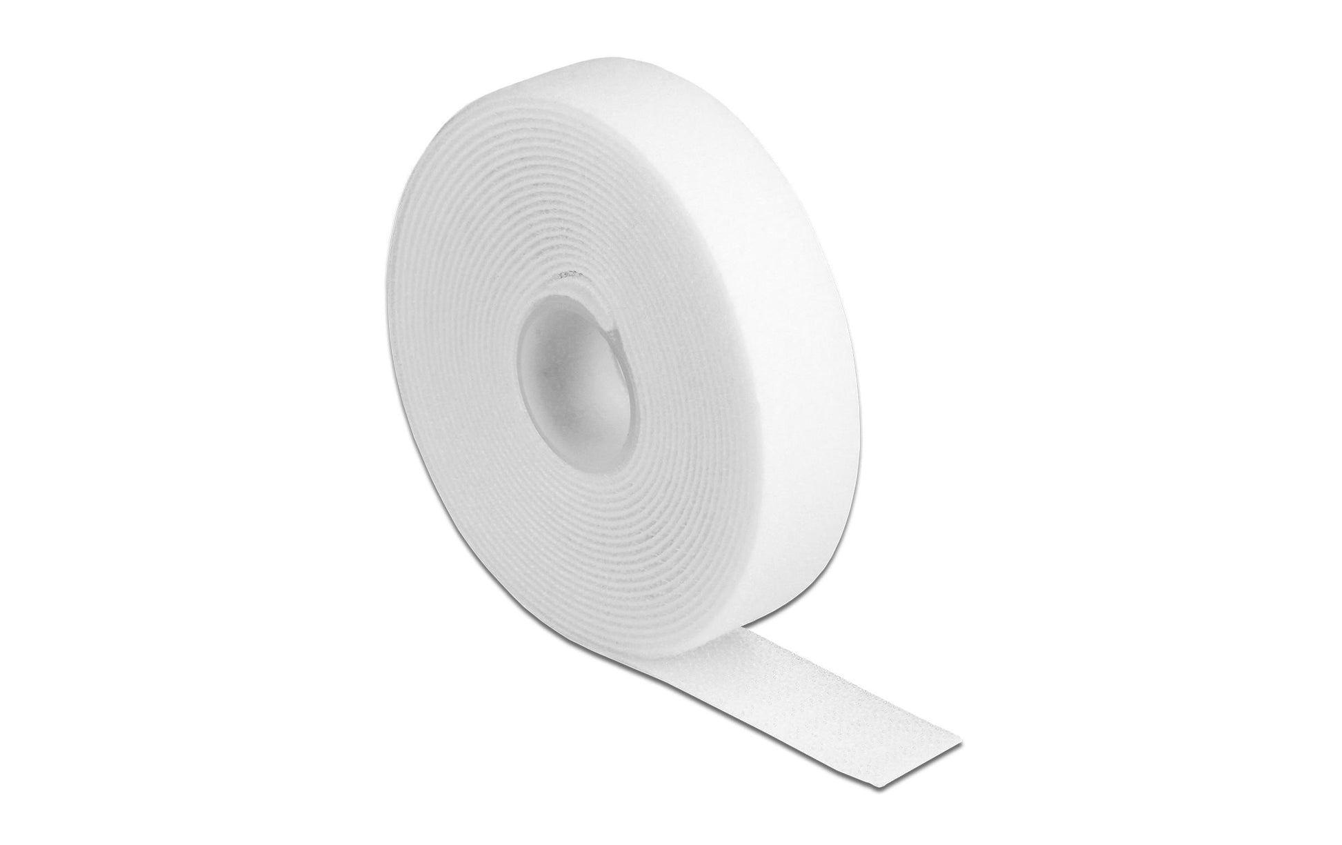 DeLOCK Klettband 3 m × 20 mm, weiss, wiederverwendbar