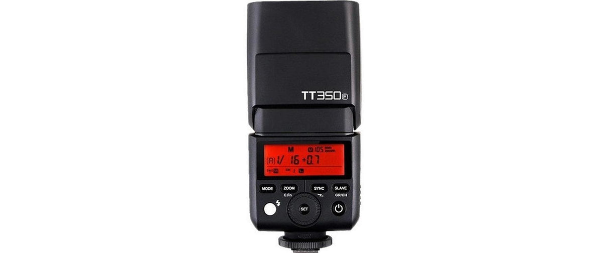 Godox TT350F Blitz – Leitzahl 36, TTL, 5600 K, 2× AA, 2,2 s – für Fujifilm – Schwarz