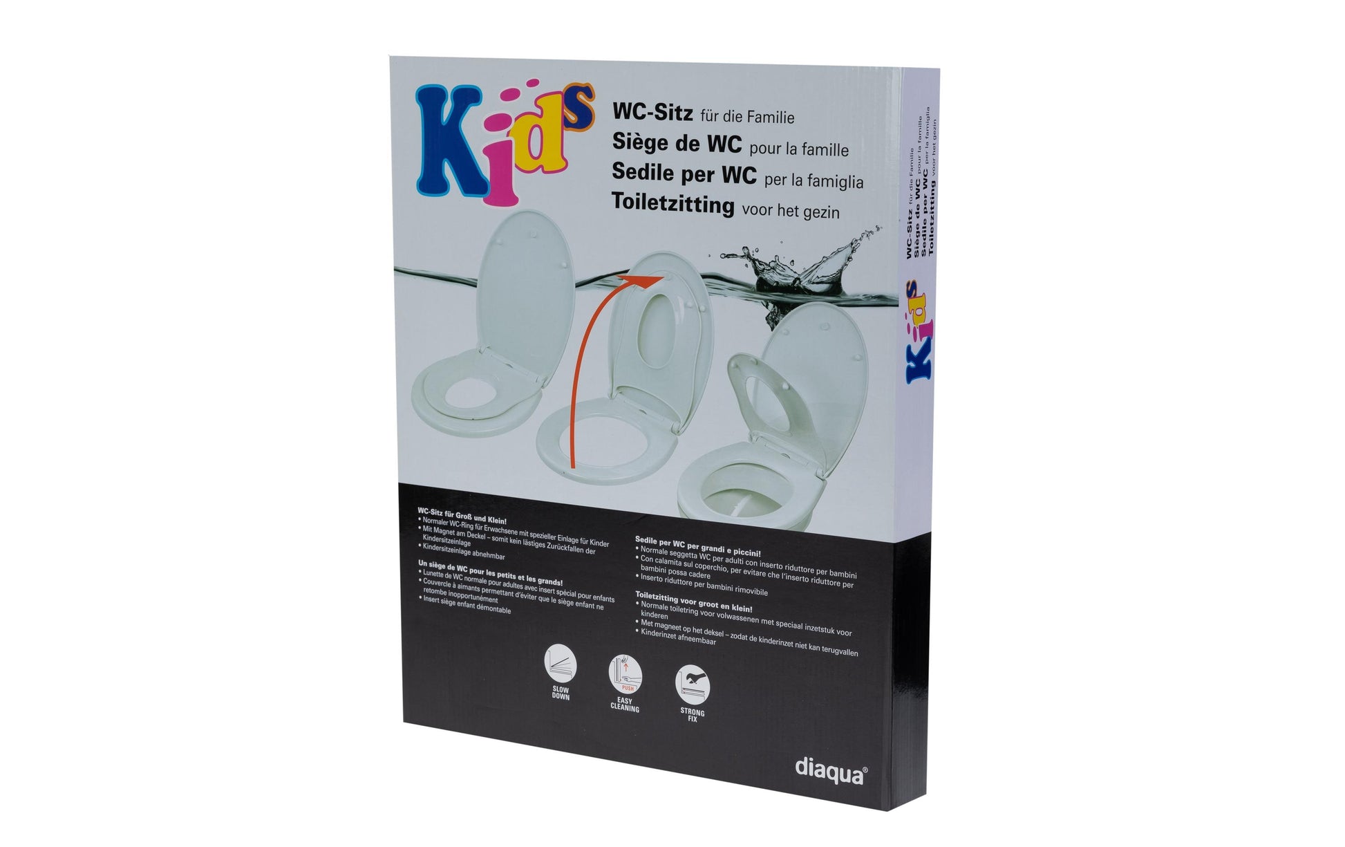 Diaqua WC-Sitz – Polypropylen, weiss, mit Deckel, mit Kindersitzeinlage, 37,1 × 44,8 cm