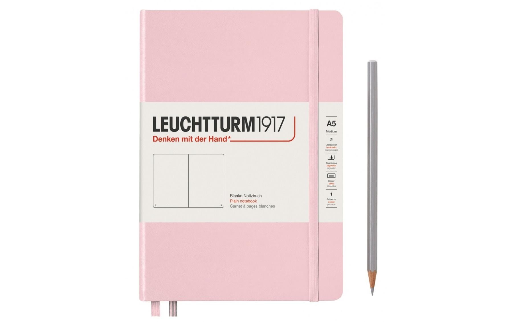 Leuchtturm Notizbuch – A5 – blanko – 249 Seiten – 80 g/m² – Hardcover, Gummiband, Stiftschlaufe, rosa