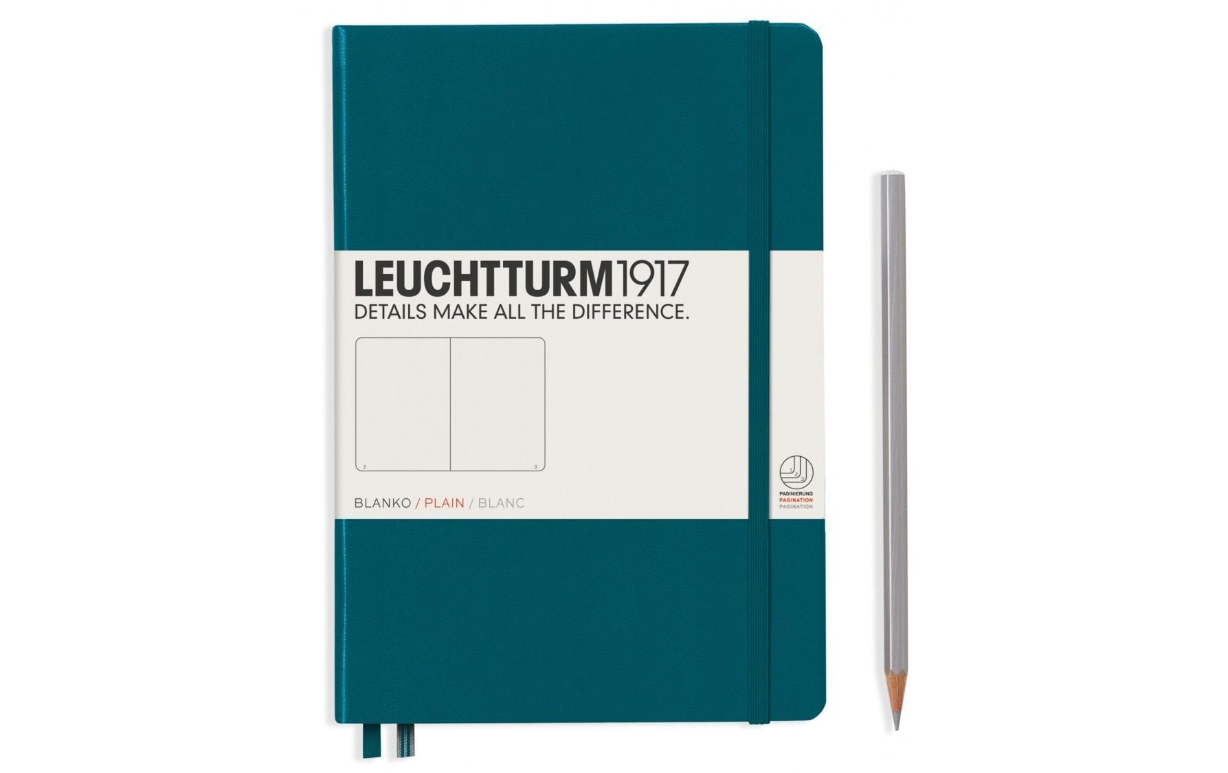 Leuchtturm Notizbuch – A5 – blanko – 249 Seiten – 80 g/m² – Hardcover, Gummiband, Stiftschlaufe – dunkelgrün