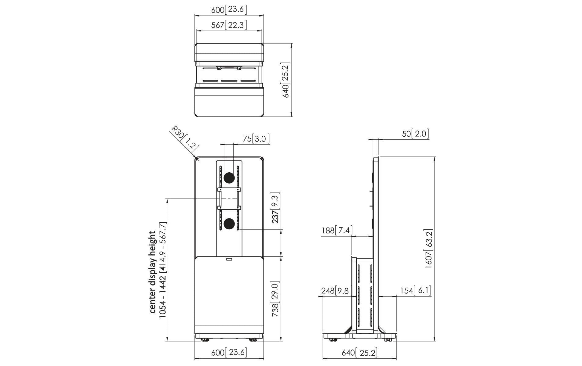 Vogel's Vogels Videokonferenzmöbel PFF 5100 – für 55" Bildschirm, mit Rollen, Silber, 600 × 640 × 1607 mm