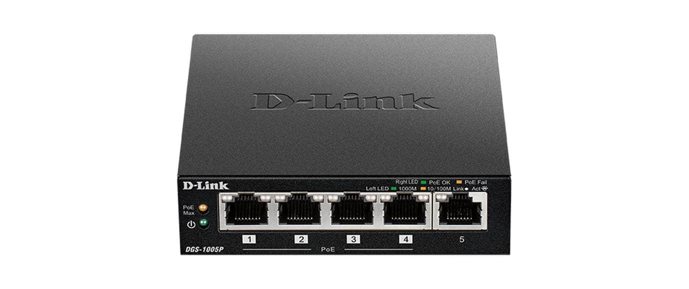 D-Link DGS-1005P/E – Switch – 5×GbE, PoE+ 60 W