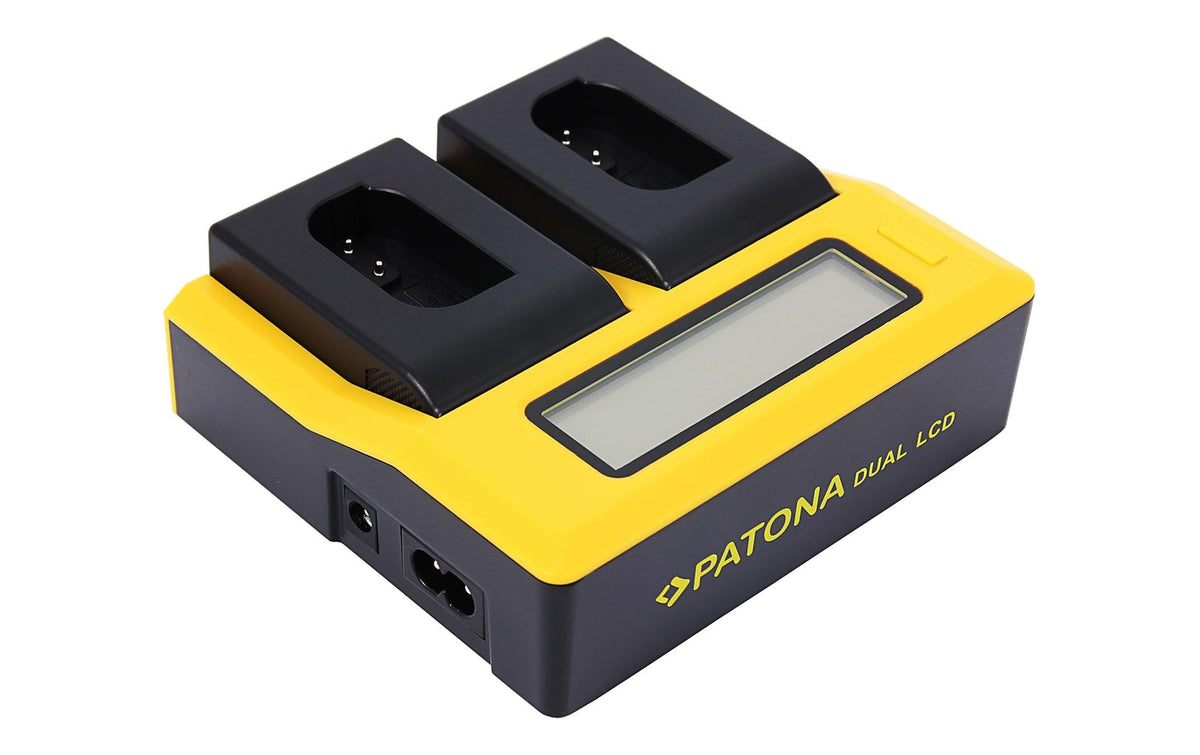 PATONA Dual-Ladegerät DMW-BLK22 Akkuladegerät – 2-fach, 12–24 V (AC/KFZ) – für Panasonic DMW-BLK22, DC-S5, G9 u. a.