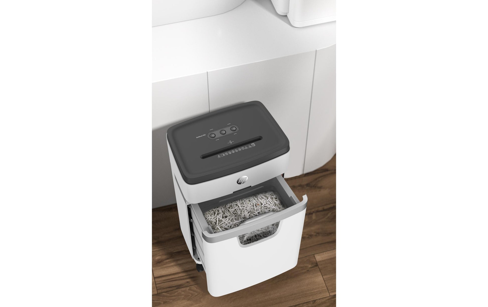 HP OneShred 18CC – Aktenvernichter, DIN P-4, Partikelschnitt 4 × 35 mm, 18 Blatt, 25 l