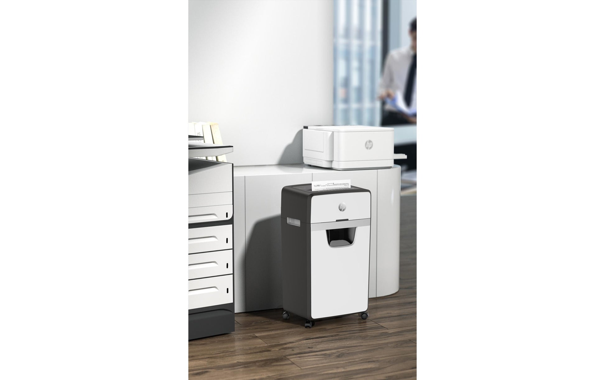 HP OneShred 24CC – Aktenvernichter mit Autofeed, DIN P-4, Partikelschnitt 4 × 35 mm, 24 Blatt, 30 l