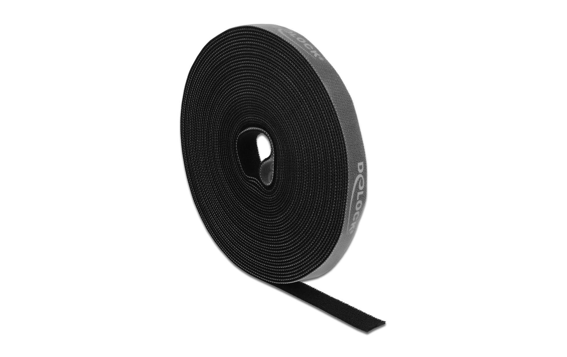DeLOCK Klettband, 15 mm × 10 m, schwarz, 1 Stück