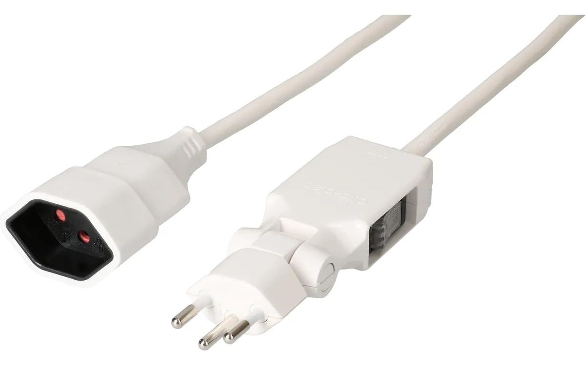 Max Hauri AG Max Hauri Verlängerungskabel – T12–T13, 5 m, mit Schalter, 3×1 mm², Weiss