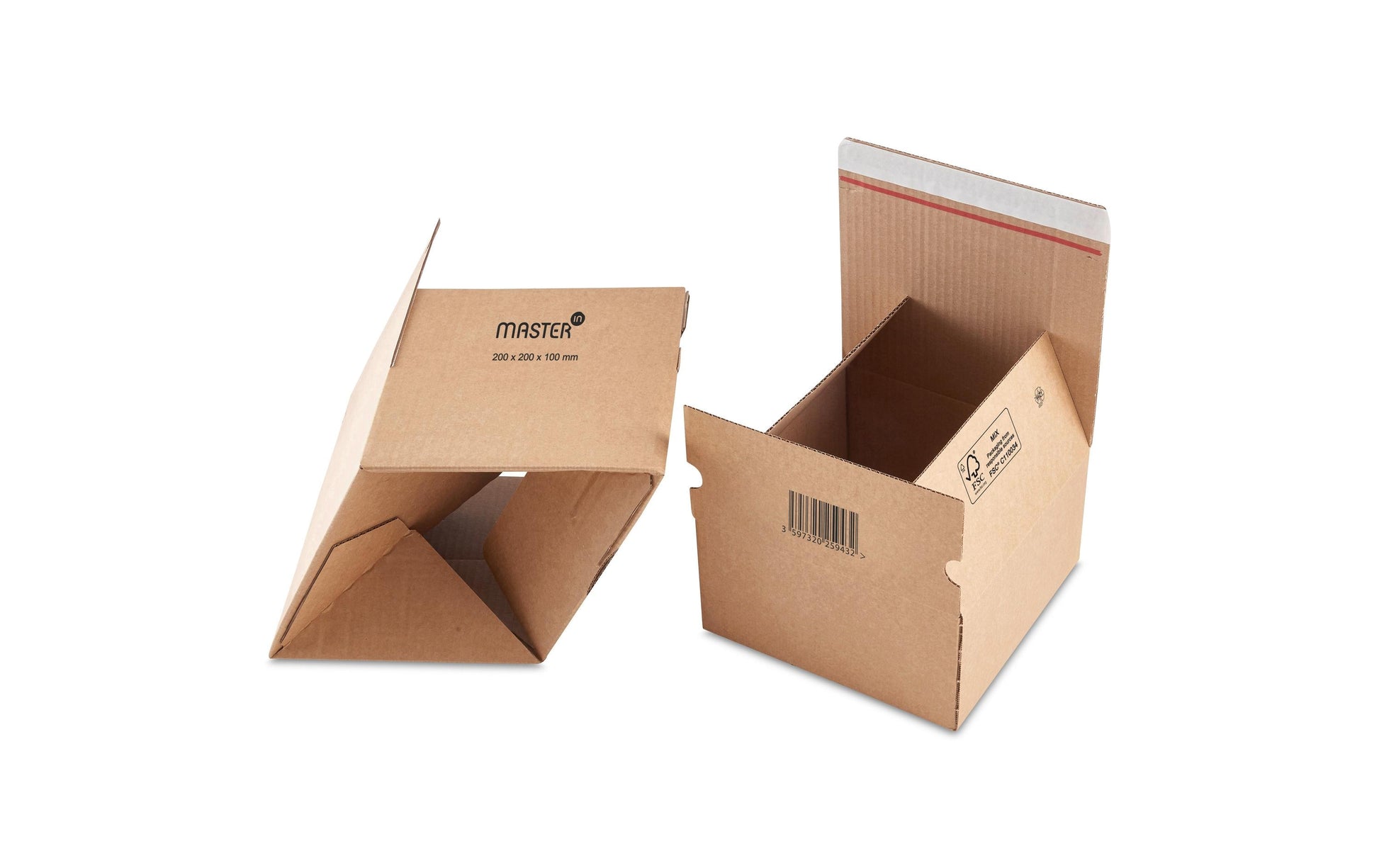 Versandkarton – 260 × 130 × 220 mm, selbstklebend, Automatikboden, braun, FSC – 20 Stk.