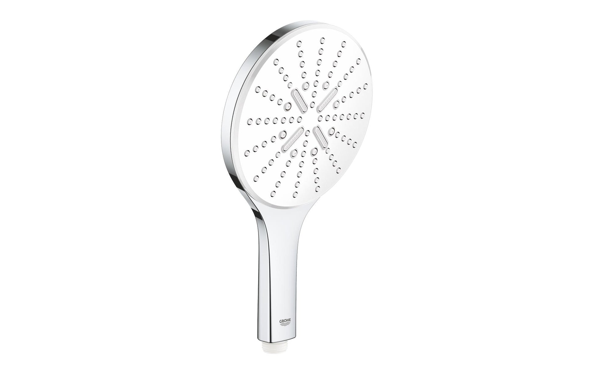 GROHE Handbrause Rainshower 150 – Ø15 cm, Edelstahl, 1/2" Anschluss, Moonlight White/Silber