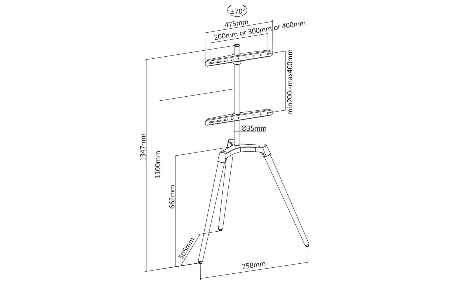 myWall HT21 – Displayständer, drehbar, höhenverstellbar, für 42–65", VESA 200×200–400×400, bis 35 kg, schwarz