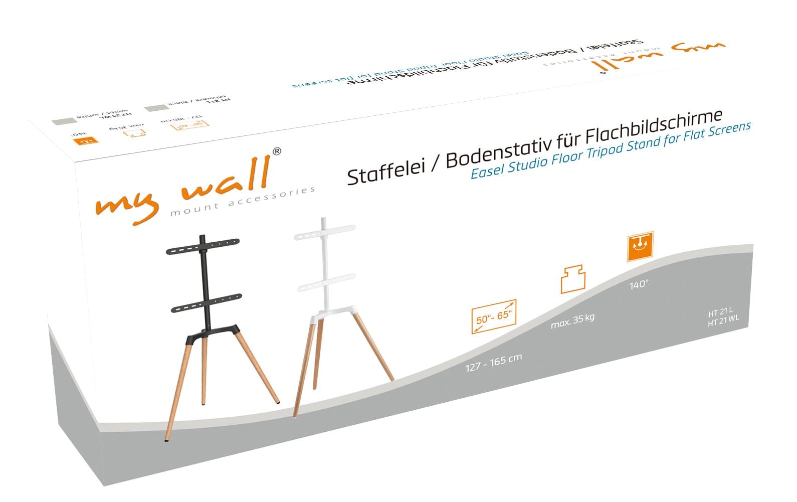 myWall HT21 – Displayständer, drehbar, höhenverstellbar, für 42–65", VESA 200×200–400×400, bis 35 kg, schwarz
