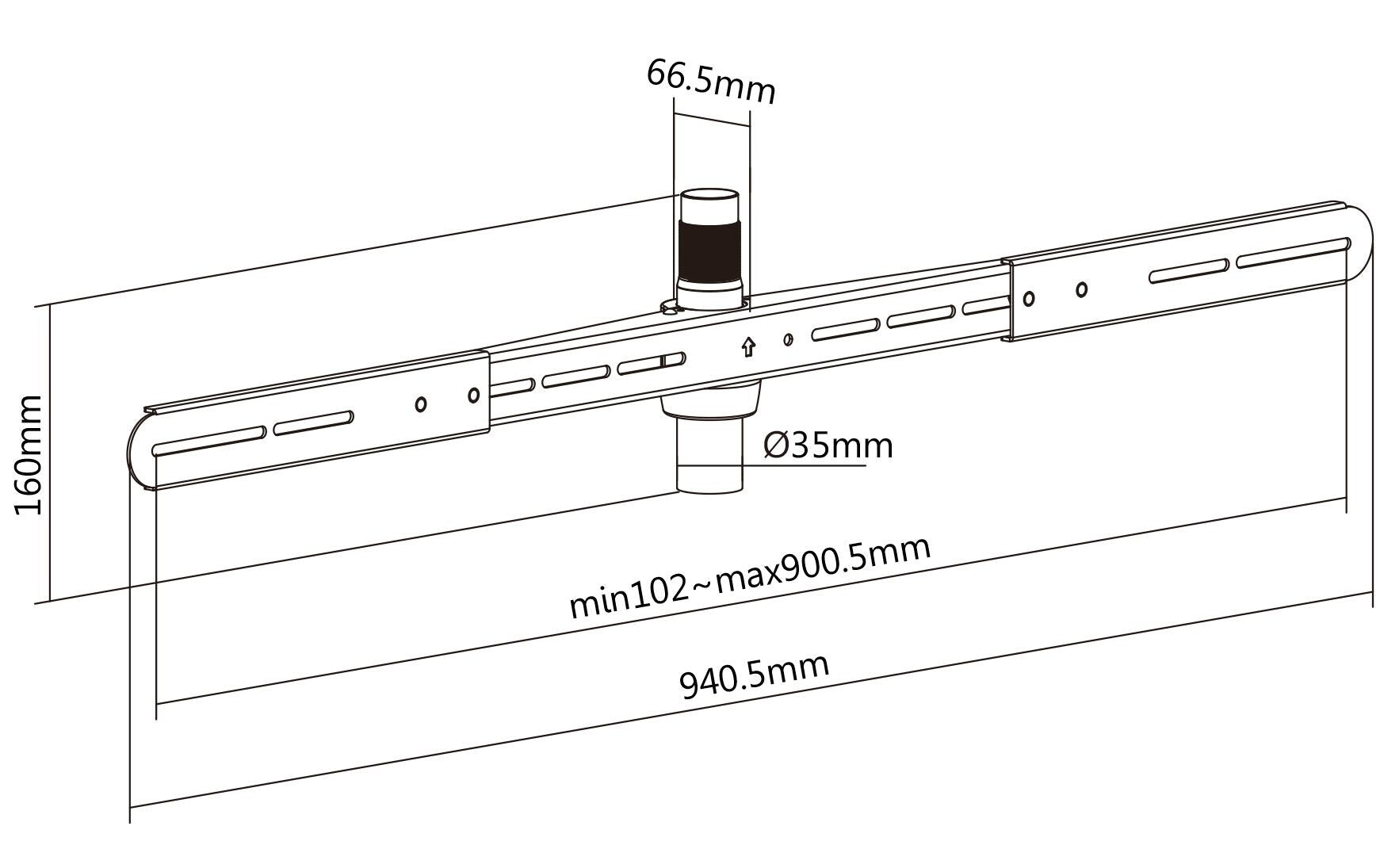 myWall HZ16 Soundbar-Halterung (Schiene) – bis 10 kg, schwenkbar 140° – für HT20, HT21 – Schwarz