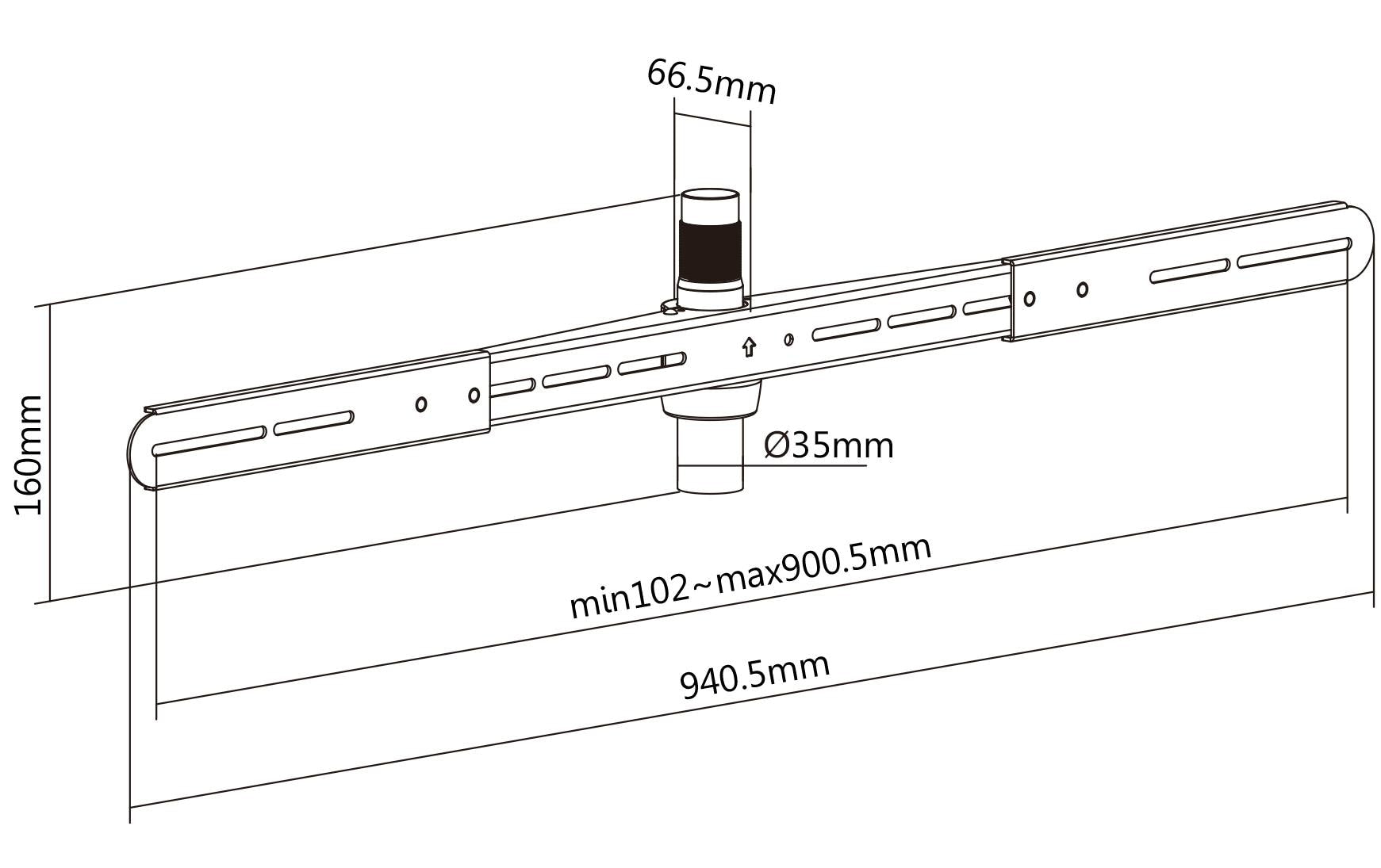 myWall HZ16 – Soundbar-Halterung – für HT20, HT21 – Schiene, schwenkbar 140° – 10 kg – weiss