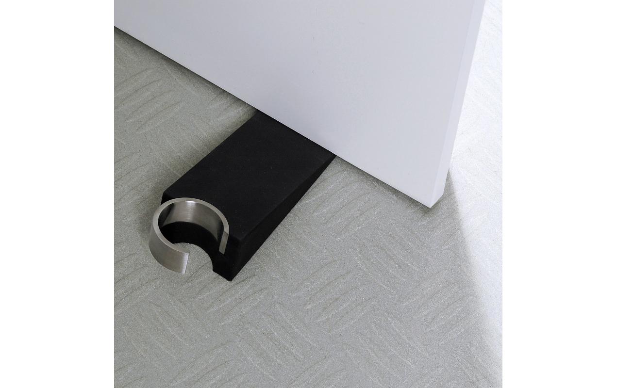 Blomus WEDO Türstopper – Gummi/Edelstahl – Schwarz – 50 × 30 × 120 mm