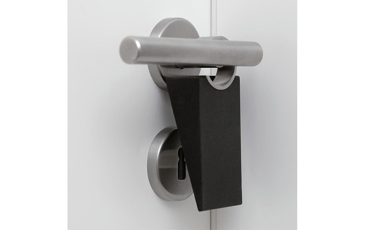 Blomus WEDO Türstopper – Gummi/Edelstahl – Schwarz – 50 × 30 × 120 mm