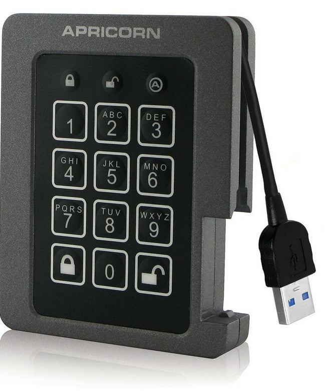 Apricorn Aegis Vorhängeschloss – 480 GB 2,5" SSD, USB 3.2 Gen 1, 256-Bit AES (FIPS 140-2), für Windows/Mac/Linux