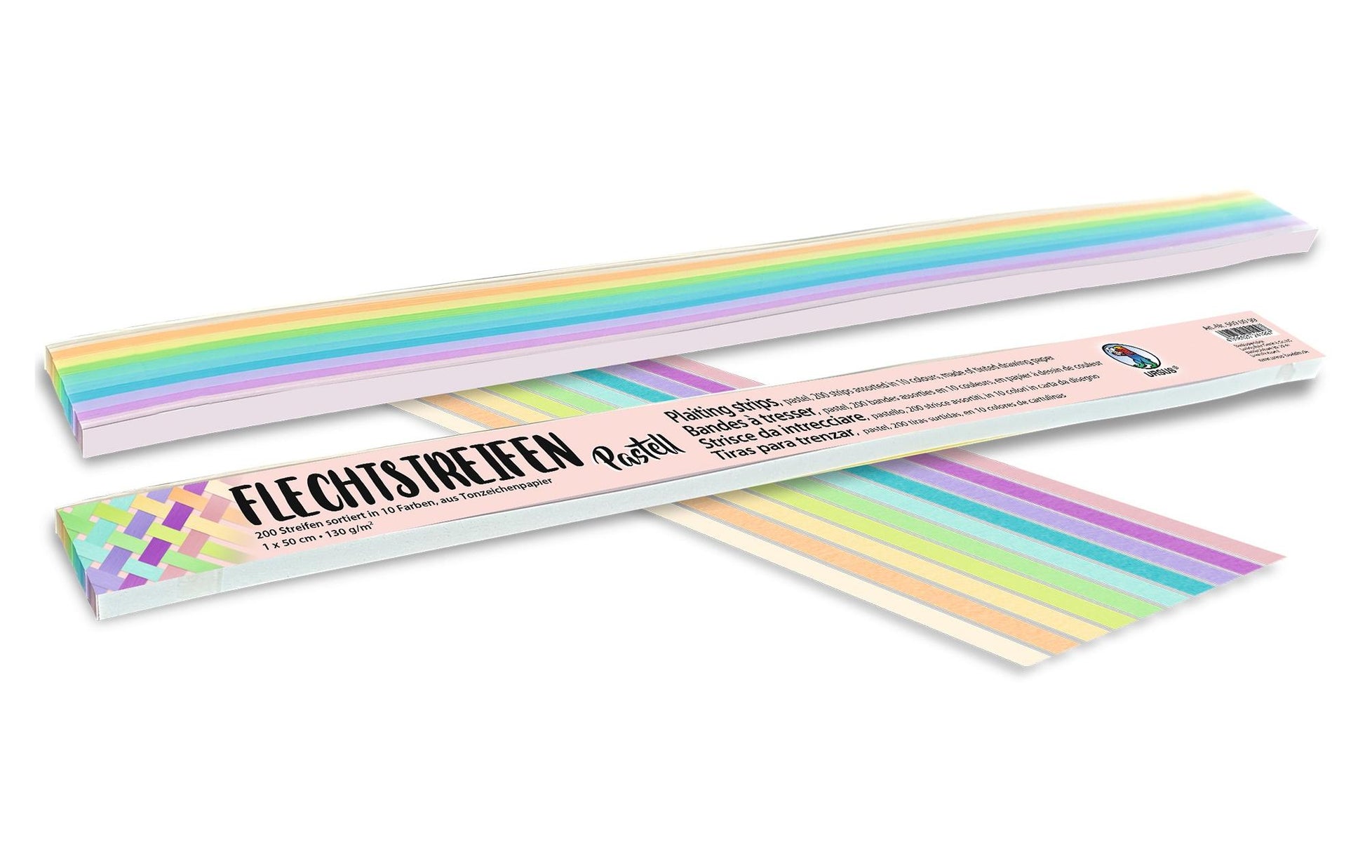 URSUS Flechtstreifen – 1 × 50 cm, mehrfarbig, 130 g/m² – 200 Stück, Papier