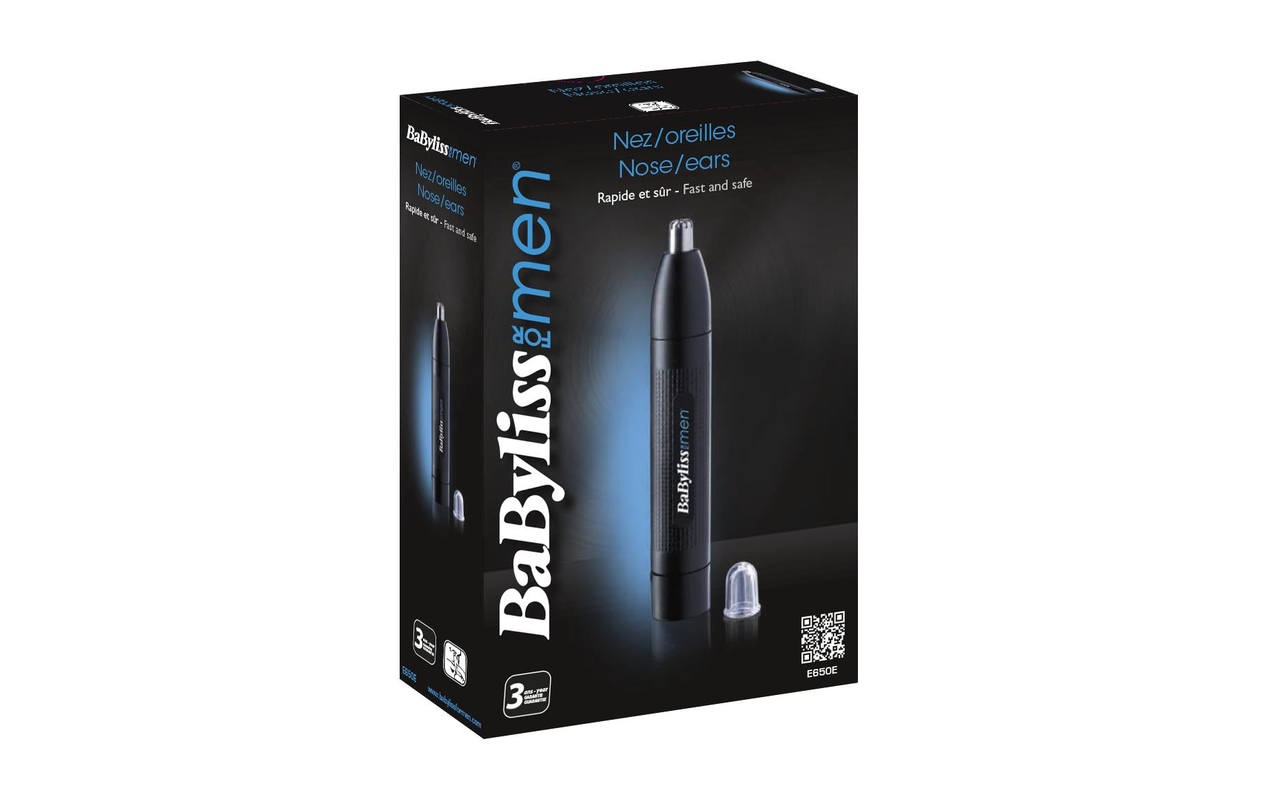 BaByliss Nasen- & Ohrtrimmer E650E – Nass & Trocken – Schwarz
