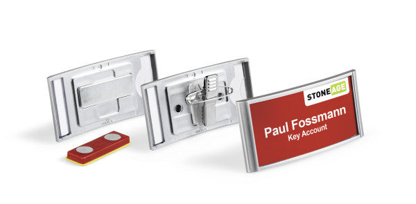Durable Namensschild – 74 × 34 mm – magnetisch, silber, quer – Pack à 10