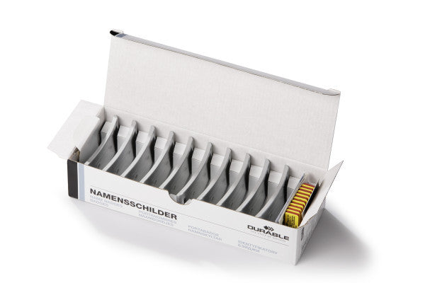 Durable Namensschild – 74 × 34 mm – magnetisch, silber, quer – Pack à 10
