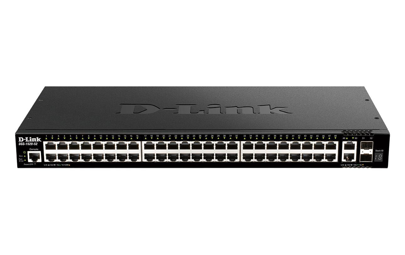 D-Link DGS-1520-52/E – Managed L3 Switch – 48× 1G + 2× 10G, 2× SFP+, 1U