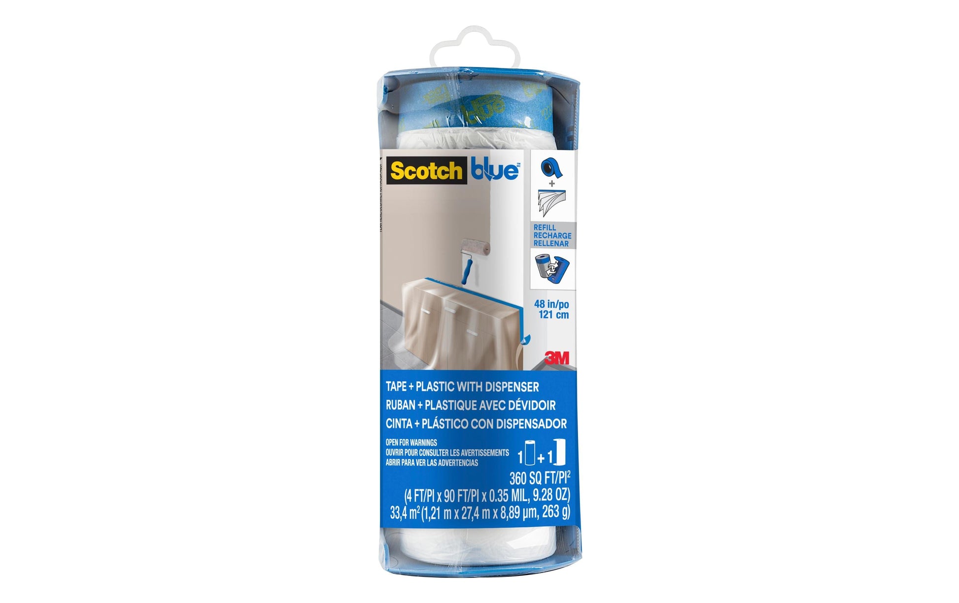 Scotch Abdeckfolie mit Band 2093, Blau – 1'210 mm × 27,4 m