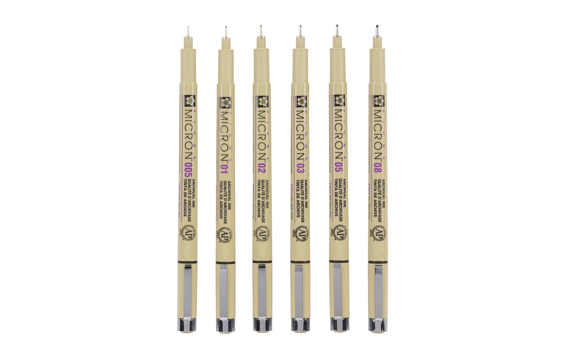 Sakura Pigma Micron Fineliner – 6er-Set – Schwarz – Wasserfest