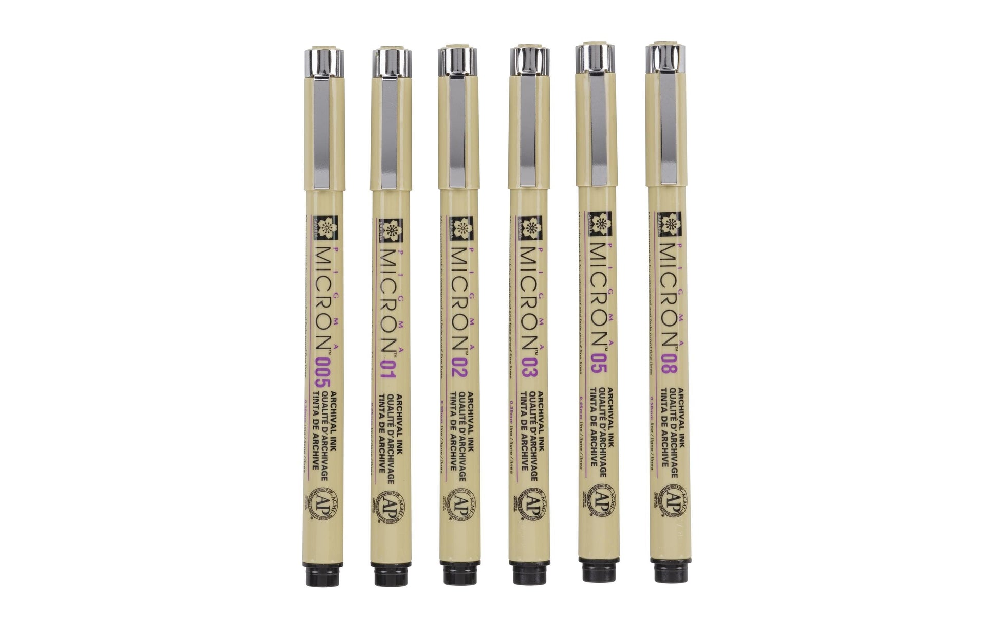 Sakura Pigma Micron Fineliner – 6er-Set – Schwarz – Wasserfest