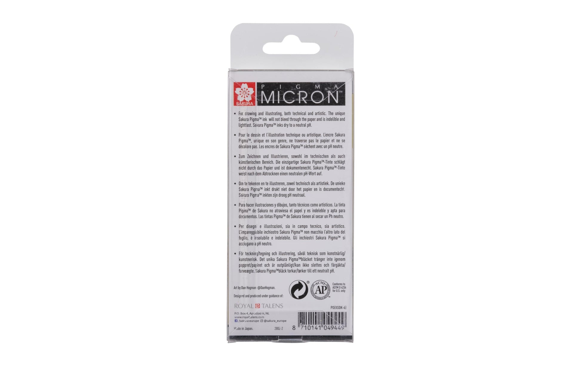 Sakura Pigma Micron Fineliner – 6er-Set – Schwarz – Wasserfest