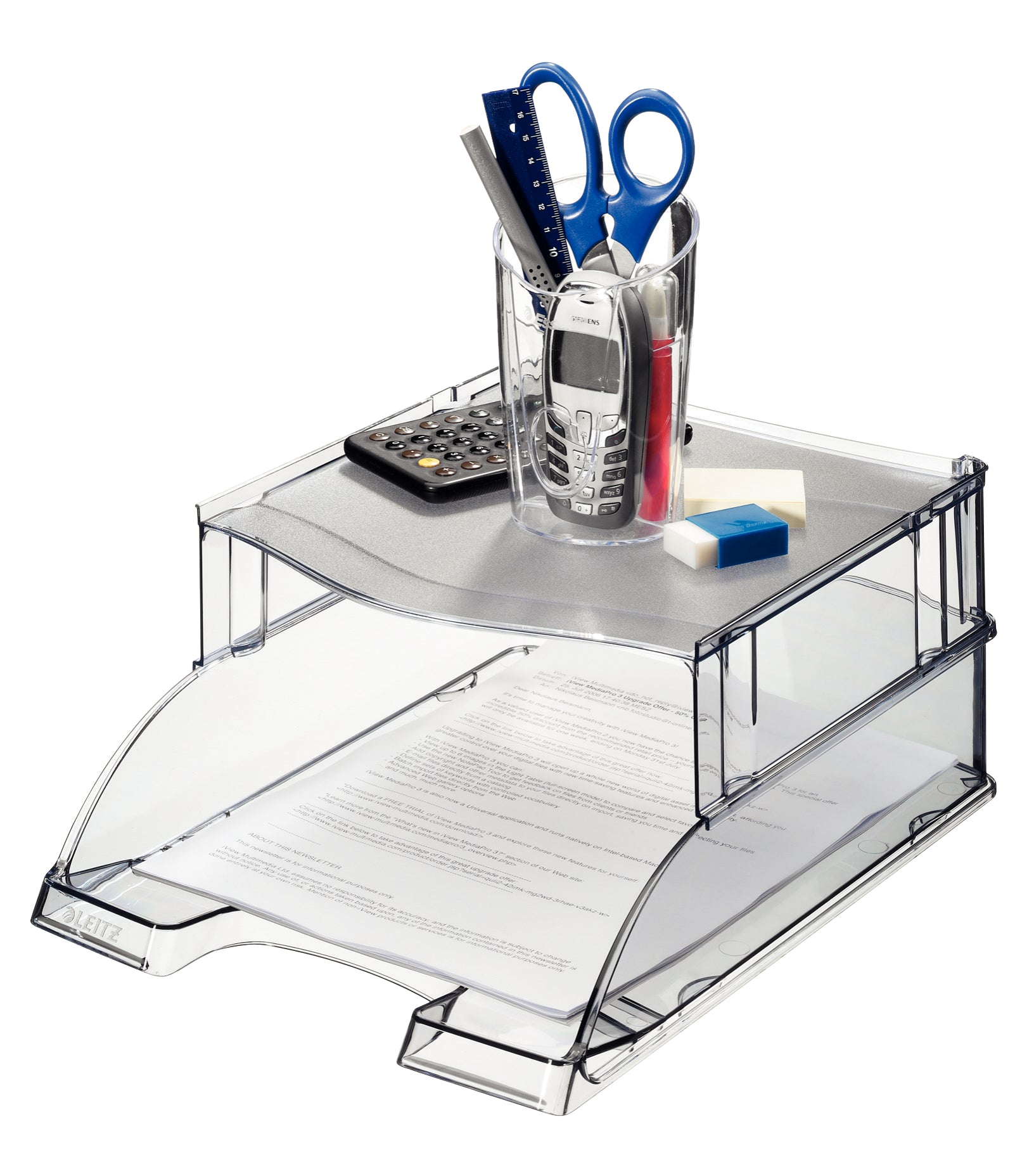 Leitz Plus – Distanzelement für Leitz/My X-File/Europost, grau transparent, 254 × 70 × 265 mm