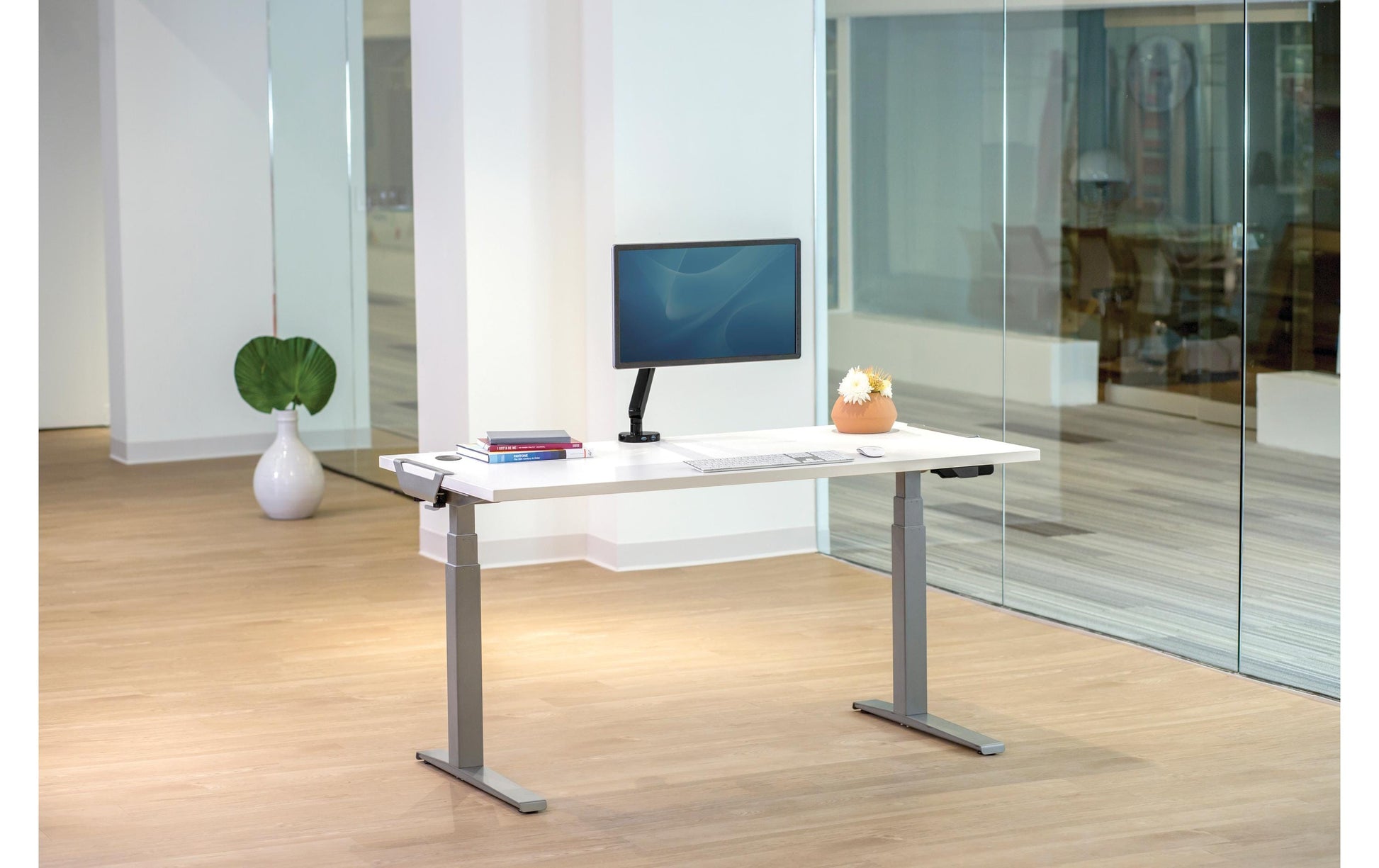 Fellowes Levado – Stehtisch – 64–126 cm – Silber – Höhenverstellbar