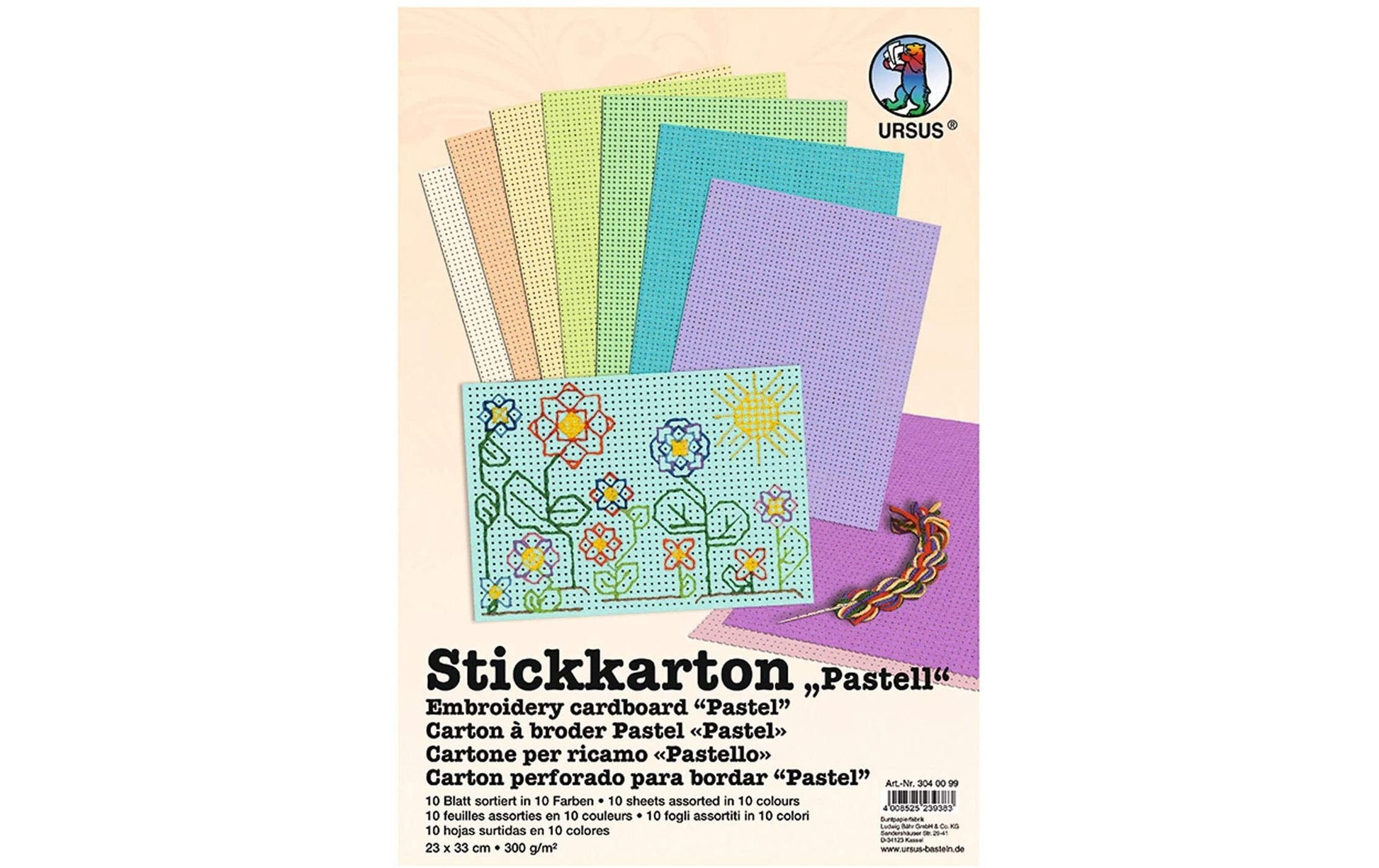 URSUS Stickkarton, Pastell, 23 × 33 cm, 10 Bogen
