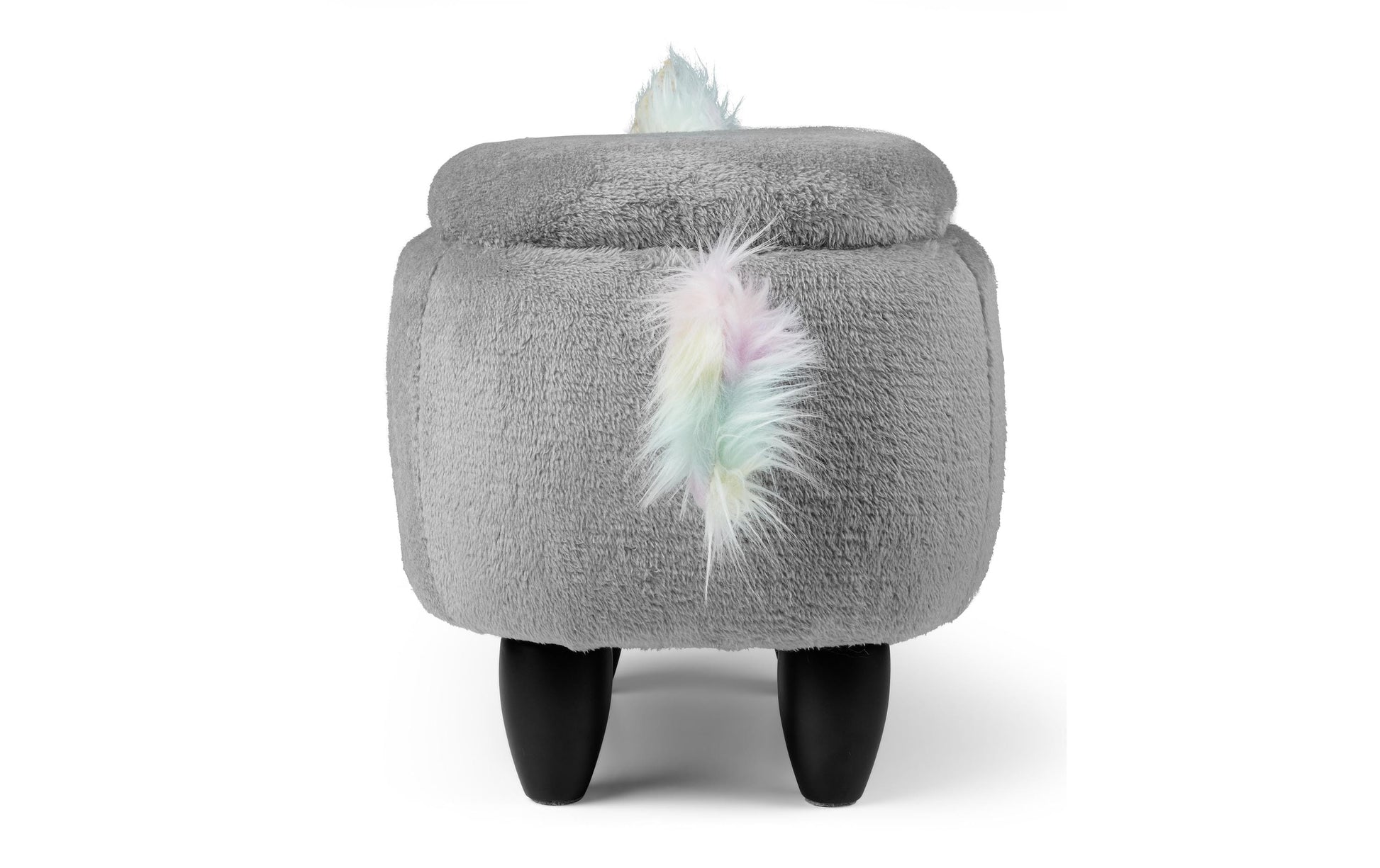 Zoosy Einhorn Hocker – B 71 × T 35 × H 36 cm – Schaumstoff, Textil, Gummi, Holz, Grau – für Kinder
