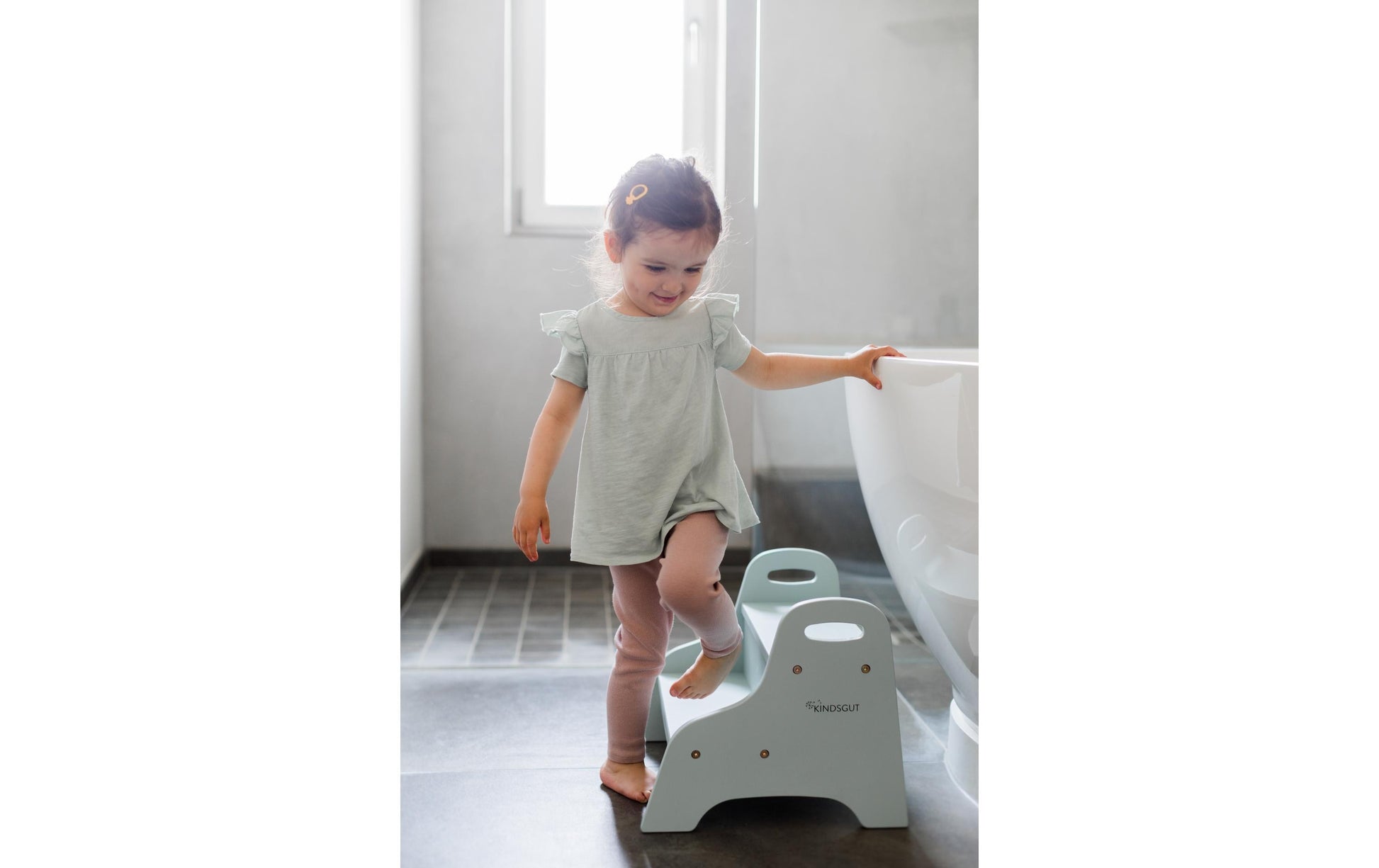 Kindsgut ST00042017N Trittschemel – Holz – Aqua, zweistufig, bis 50 kg