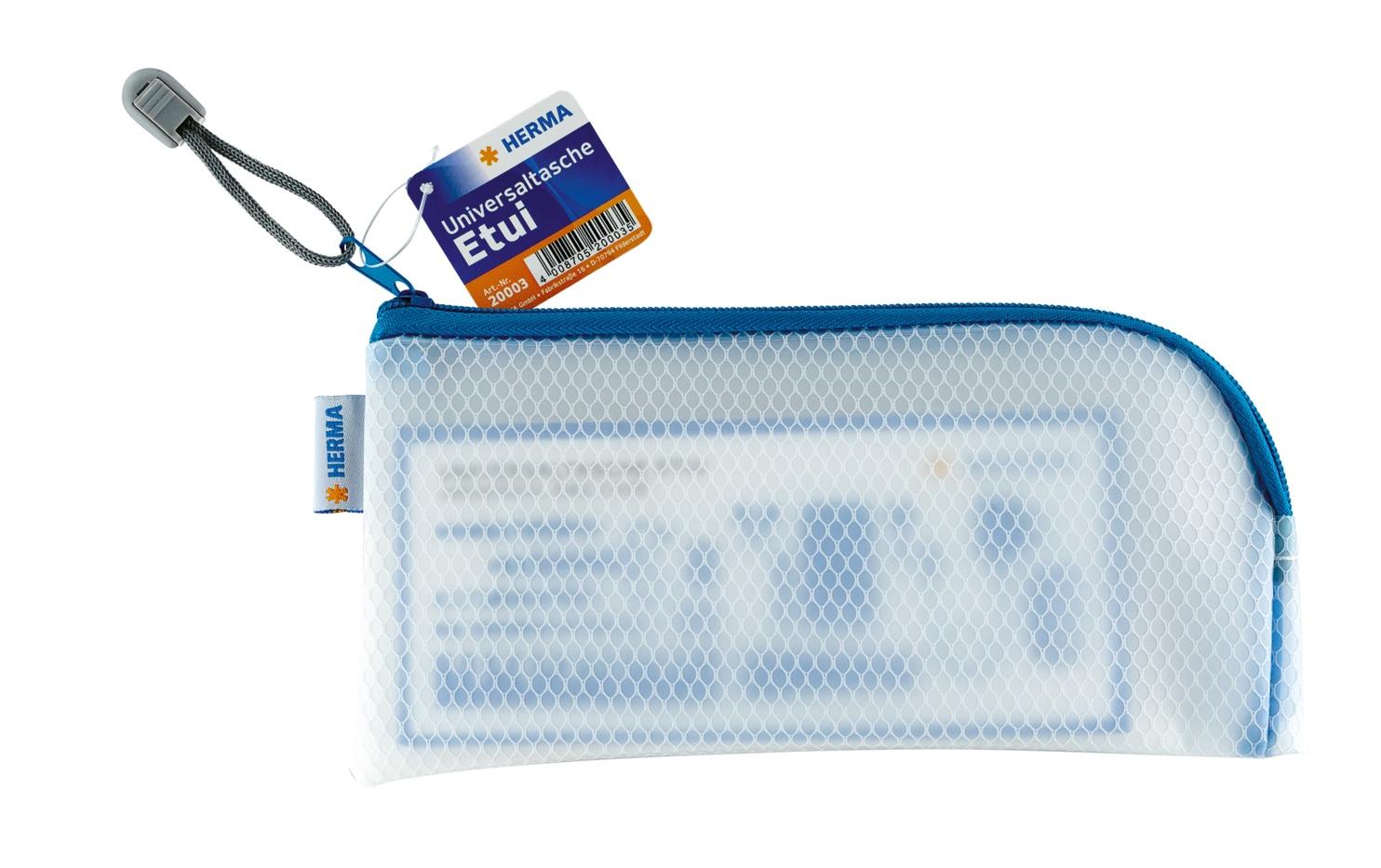HERMA Reissverschlusstasche – Blau – Kunststoff – 23,0 × 11,0 × 0,7 cm