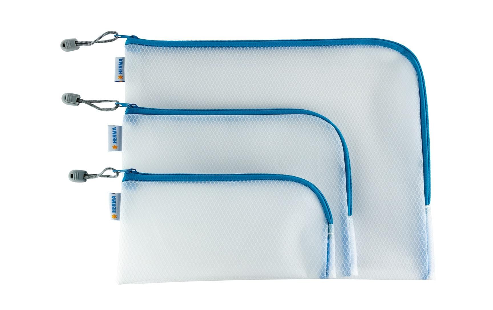 HERMA Reissverschlusstasche – Blau – Kunststoff – 23,0 × 11,0 × 0,7 cm