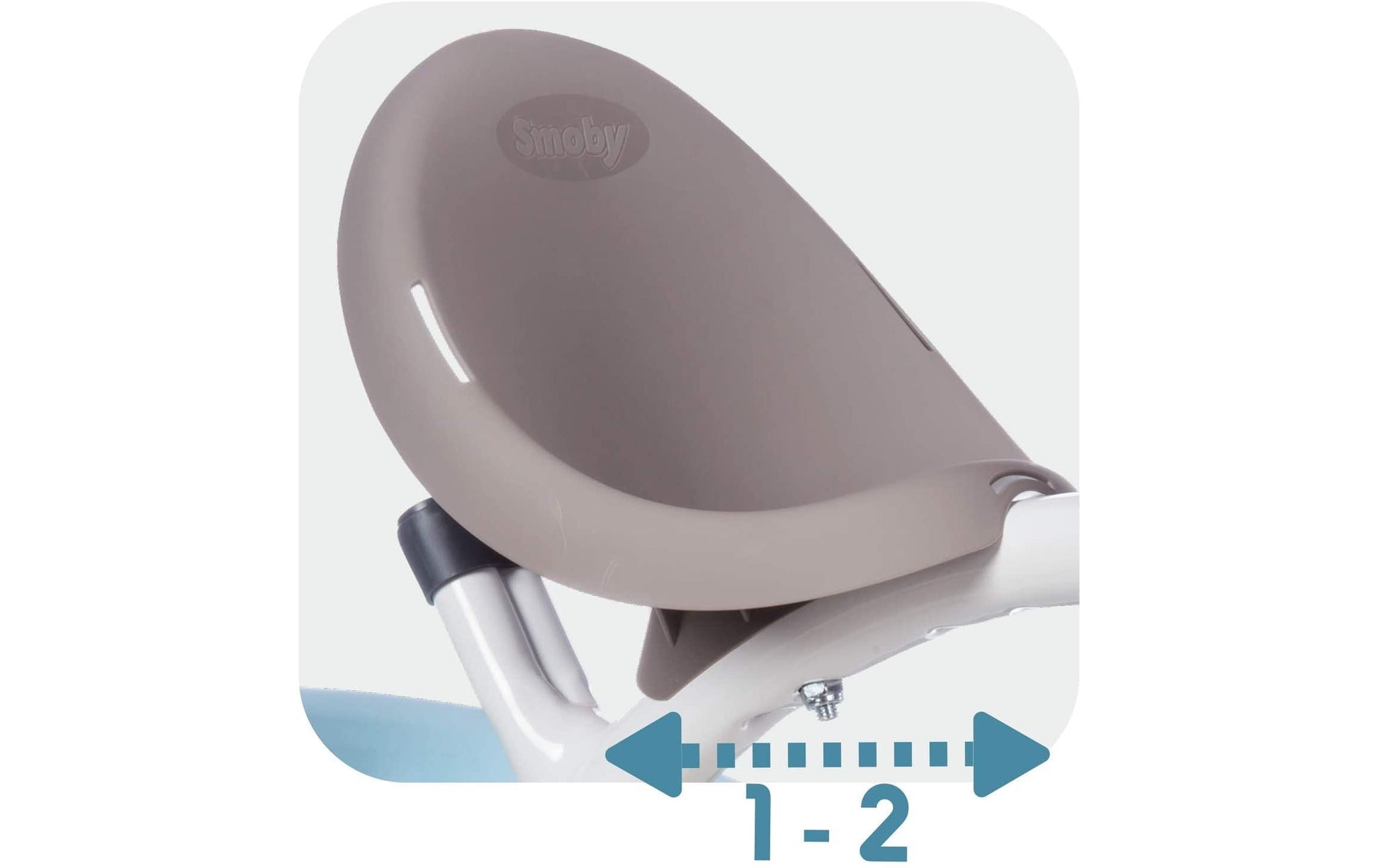 Smoby Balade Plus Dreirad – Push & Pedal, Freilauf, Schiebestange – 68 × 101 × 52 cm – ab 1 Jahr – grau/hellblau