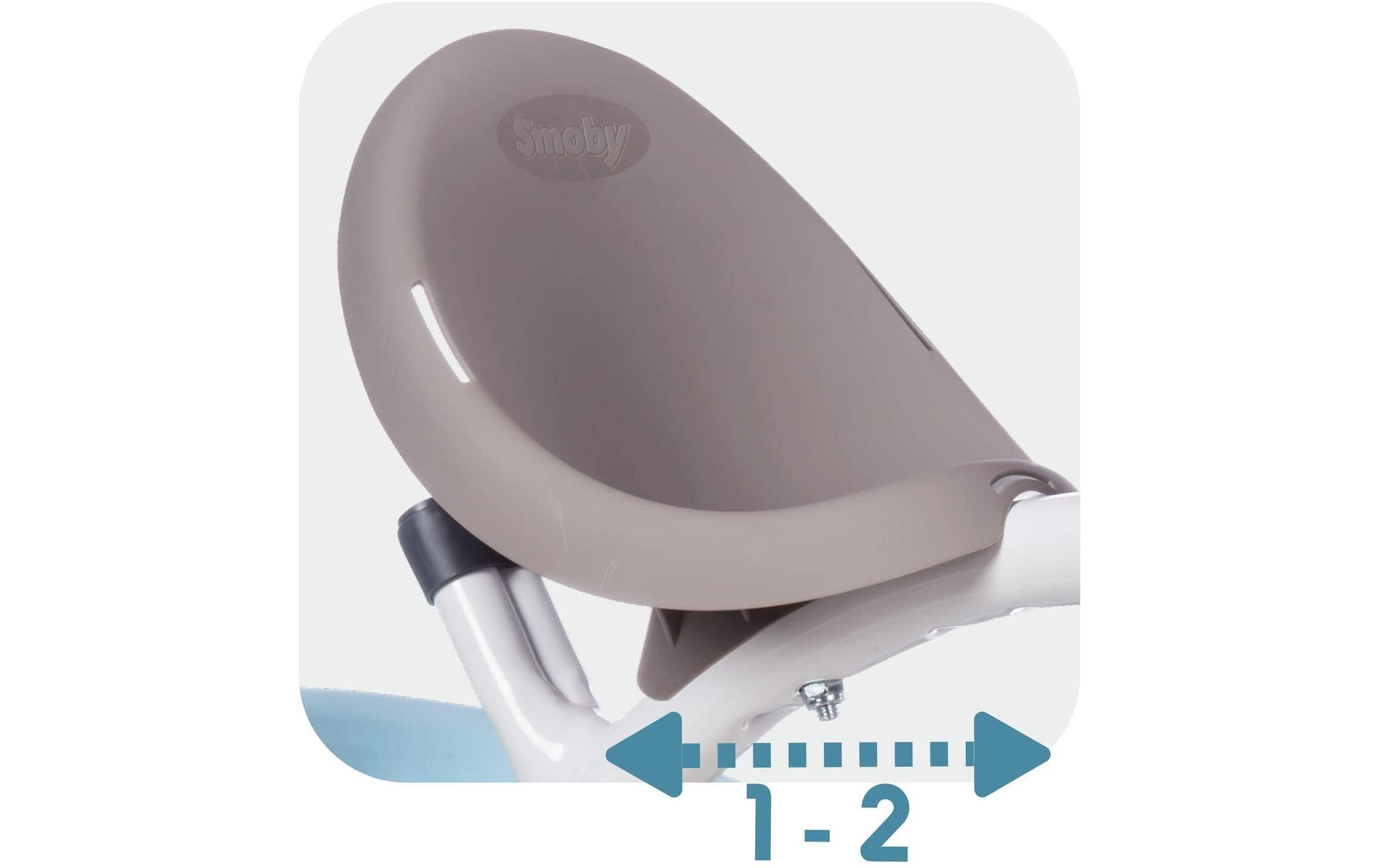 Smoby Balade Plus Dreirad – Push & Pedal, Freilauf, Schiebestange – 68 × 101 × 52 cm – ab 1 Jahr – grau/hellblau