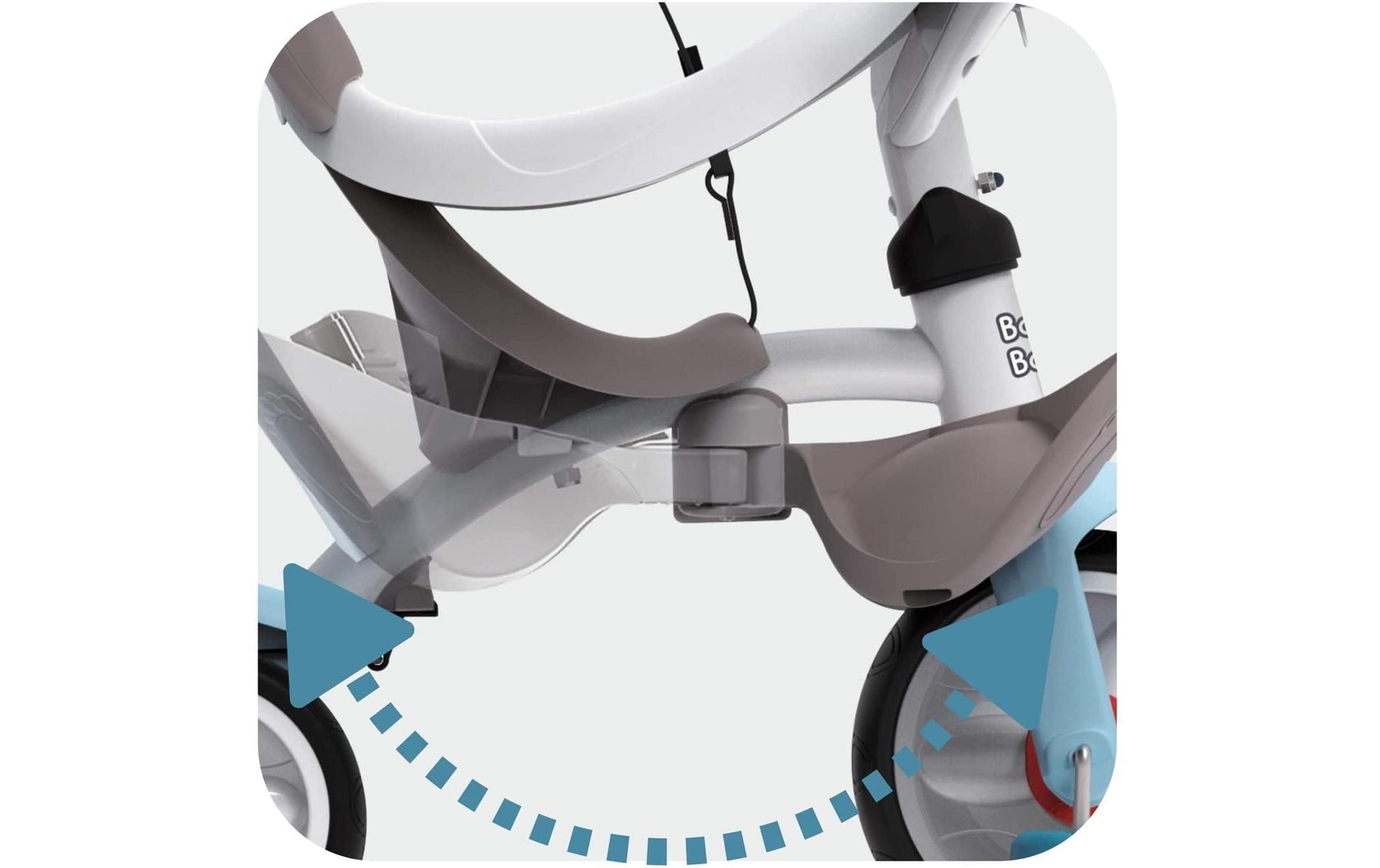 Smoby Balade Plus Dreirad – Push & Pedal, Freilauf, Schiebestange – 68 × 101 × 52 cm – ab 1 Jahr – grau/hellblau