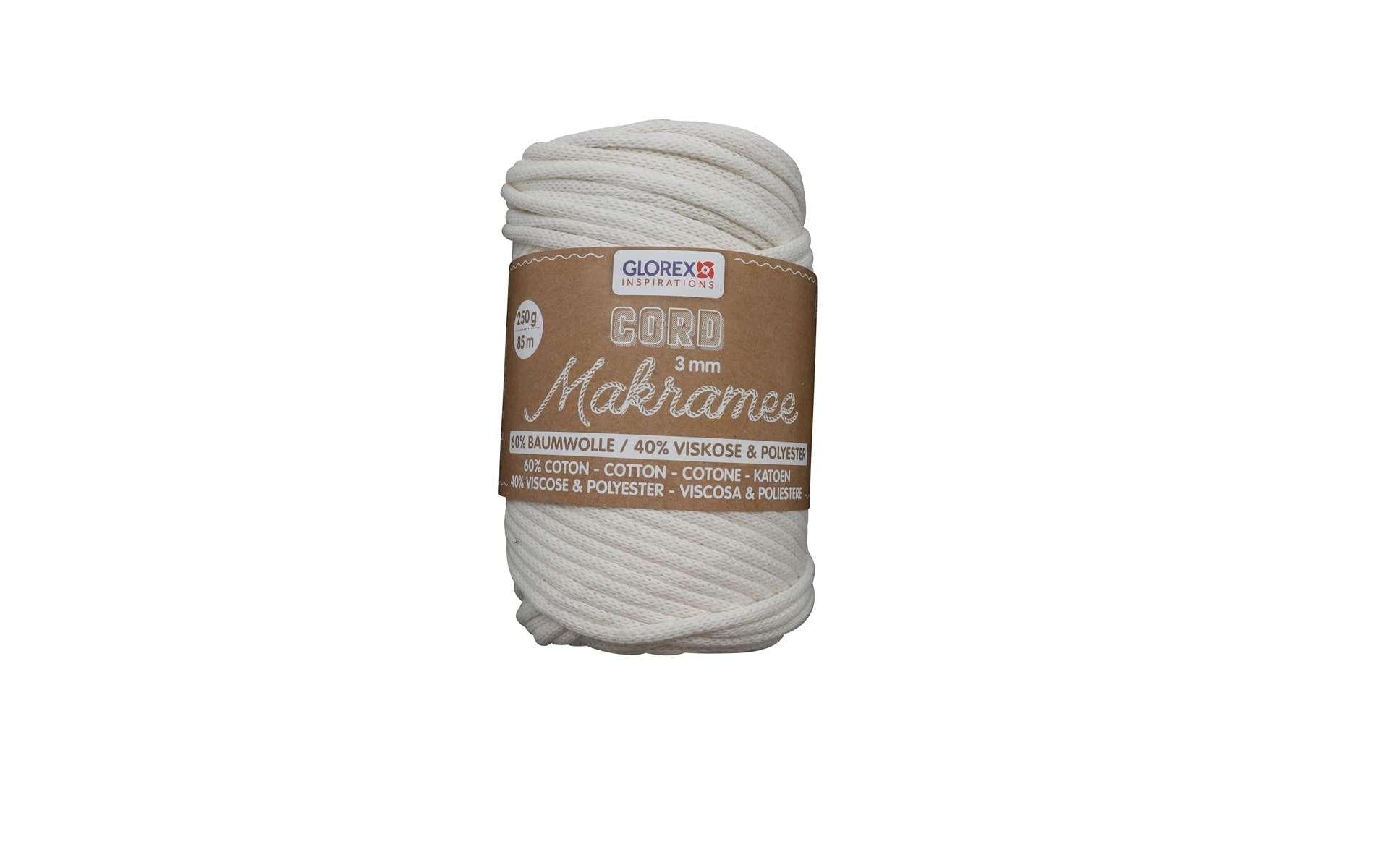 Glorex Makramee-Kordel Weiss – Ø 3 mm, 250 g, 85 m, Polyester