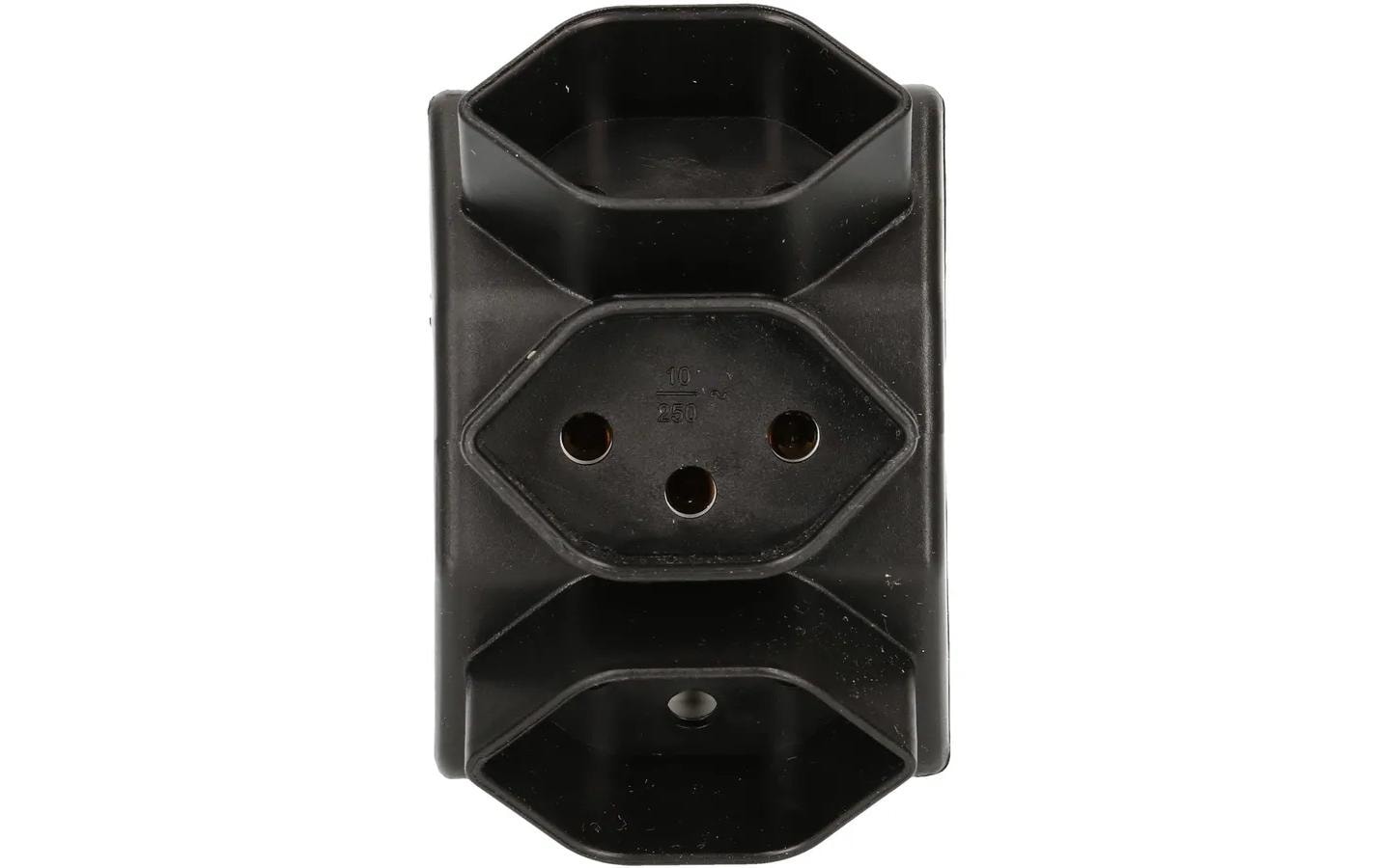 Max Hauri AG Max Hauri Steckdosenleiste, 3×T13, Eingang T12, 80×80×48 mm – schwarz