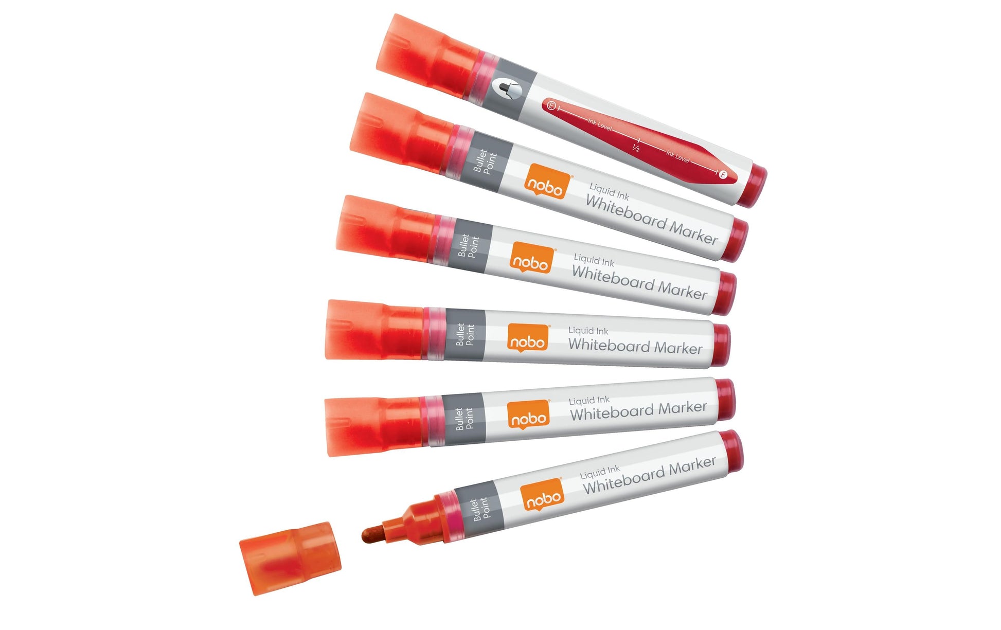 Nobo Board-Marker Flüssigtinte – Rundspitze 3 mm – Rot – 10er-Set – trocken abwischbar