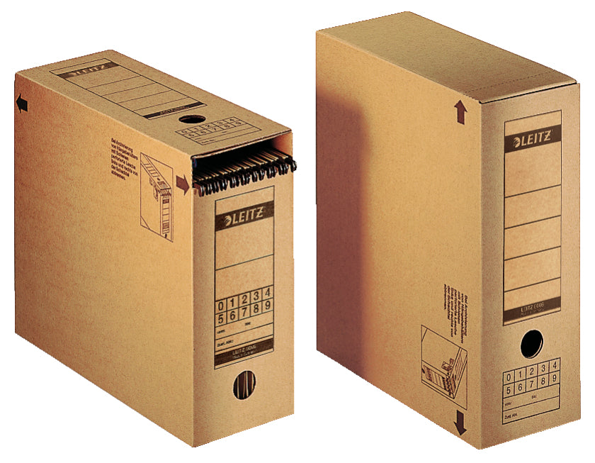 Leitz Archivschachtel – für A4, B 120 × H 275 × T 325 mm, mit Griffloch, braun, Karton, 10 Stück