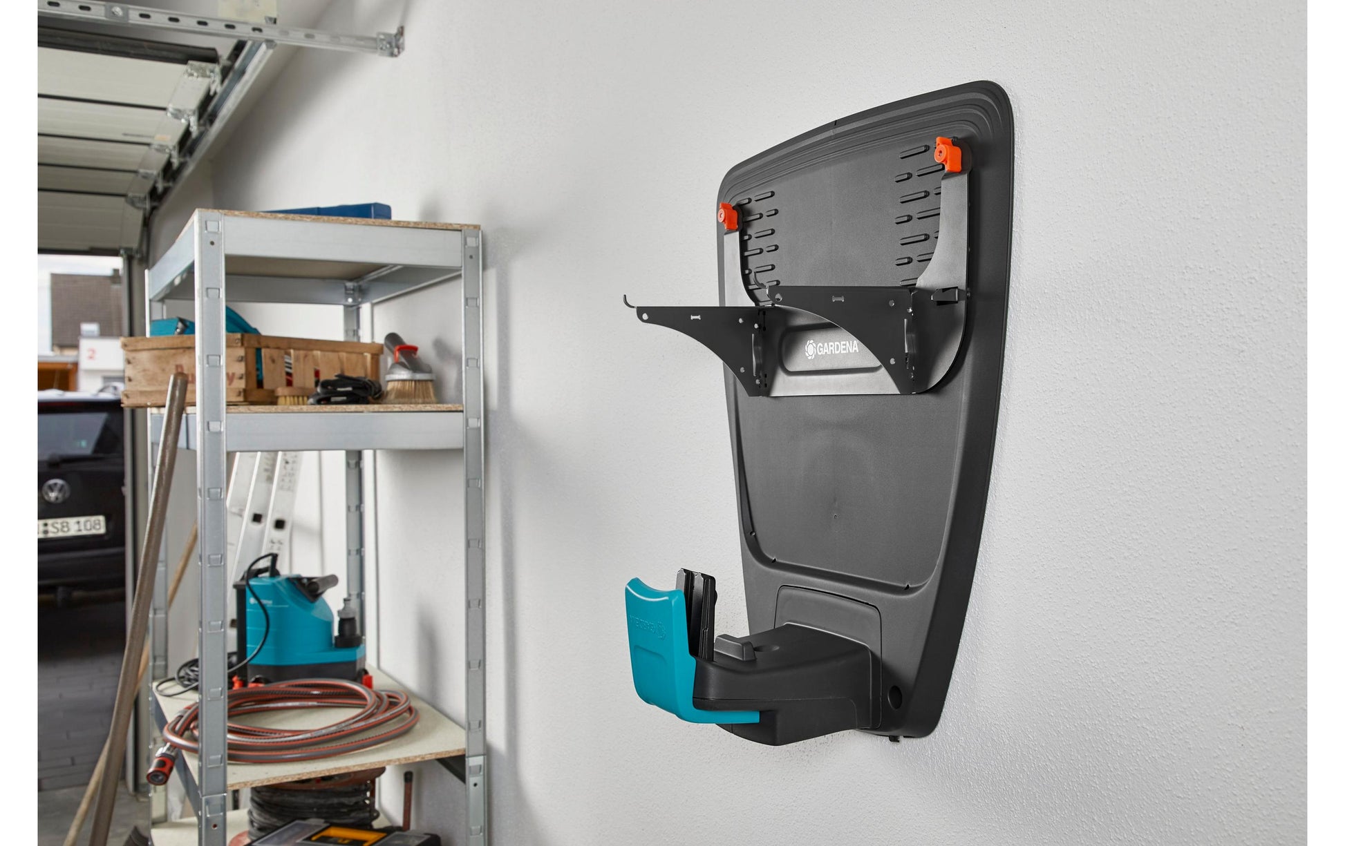Gardena 4045-60 Wandhalterung – schwarz, Metall, für diverse SILENO-Modelle