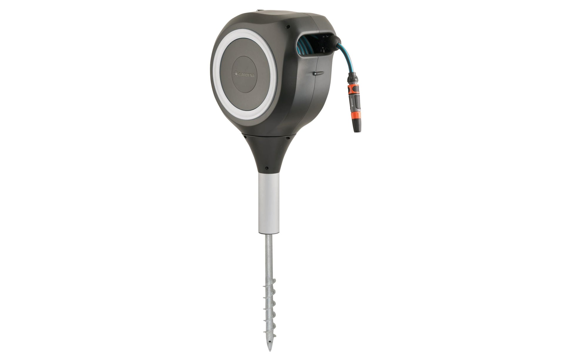 Gardena RollUp M Schlauchbox 20 m – mit Schlauch, automatisch, wetterfest, 360° schwenkbar, grau