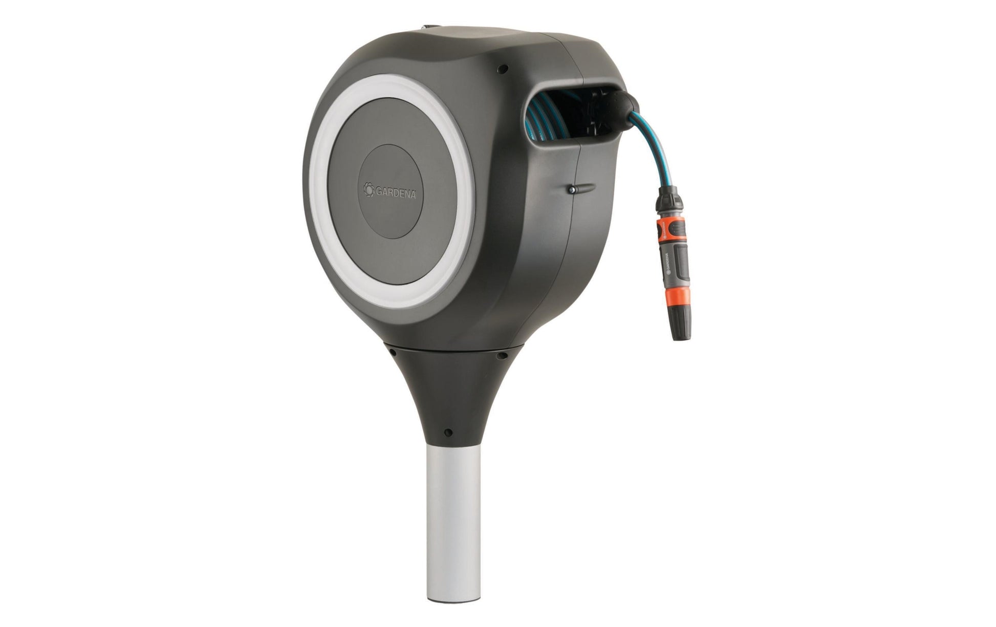 Gardena RollUp M Schlauchbox 20 m – mit Schlauch, automatisch, wetterfest, 360° schwenkbar, grau