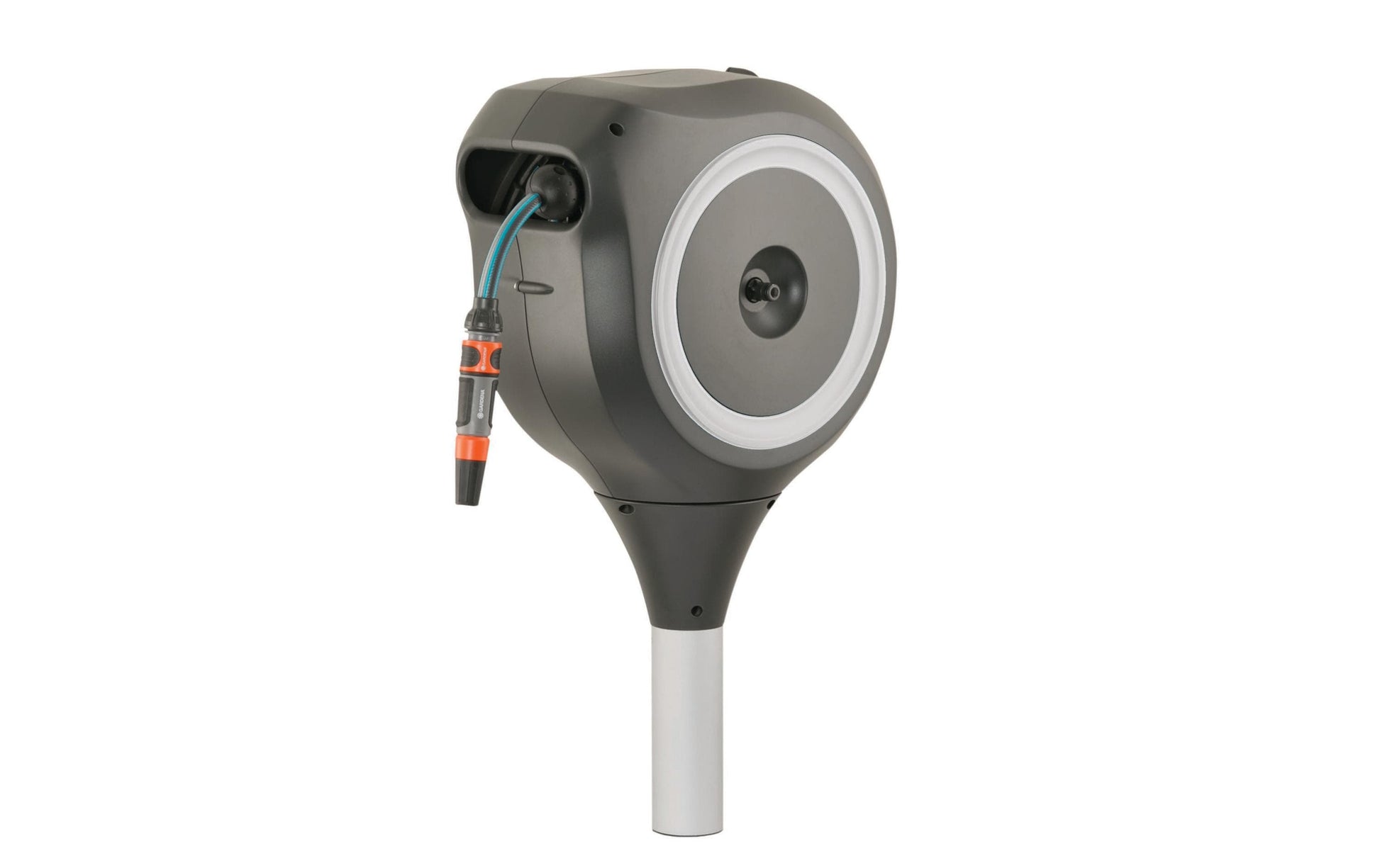 Gardena RollUp M Schlauchbox 20 m – mit Schlauch, automatisch, wetterfest, 360° schwenkbar, grau
